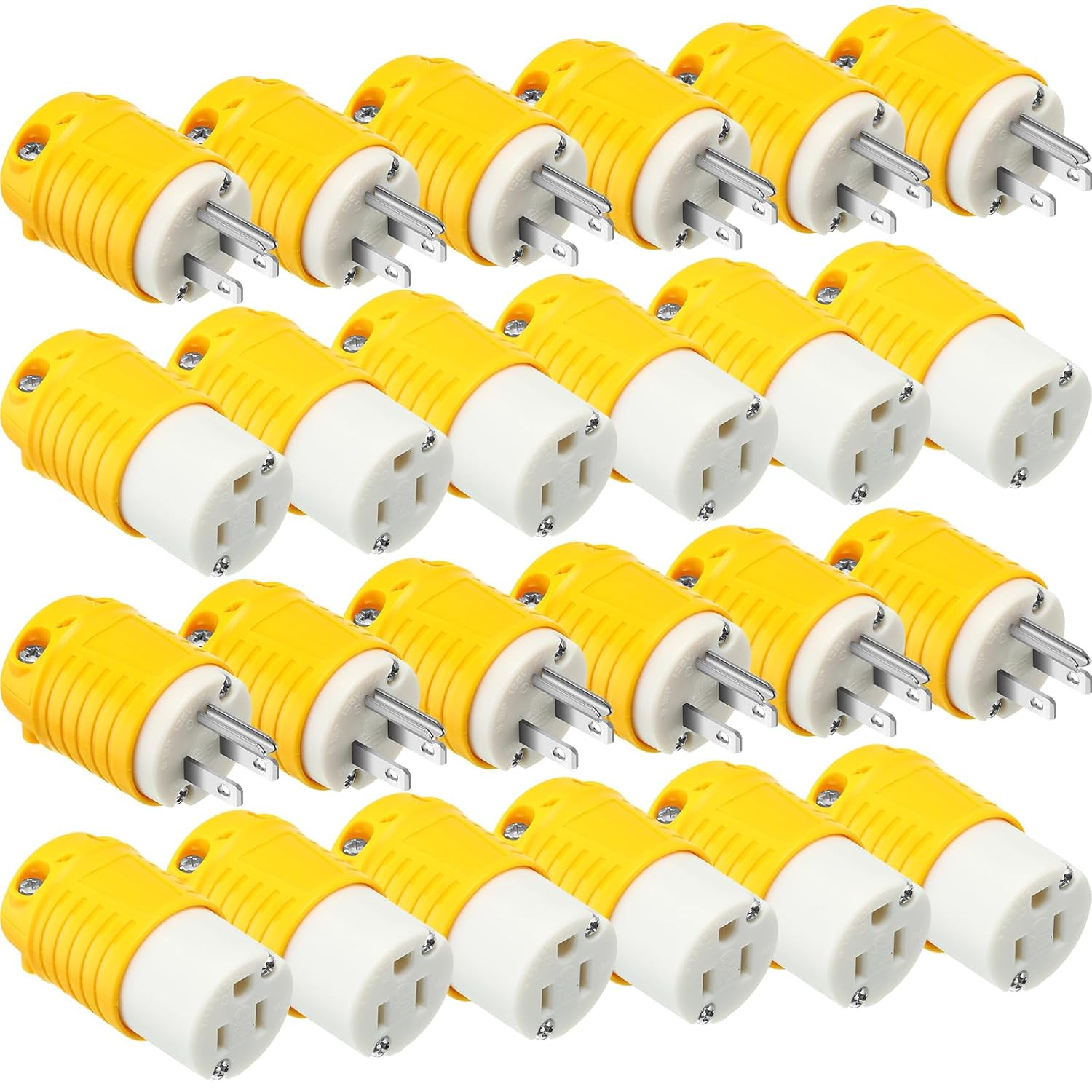 24 Pcs Extension Cord Ends 15A 125V 2 Pole 3 Wire Heavy Duty Replacement Male Pl