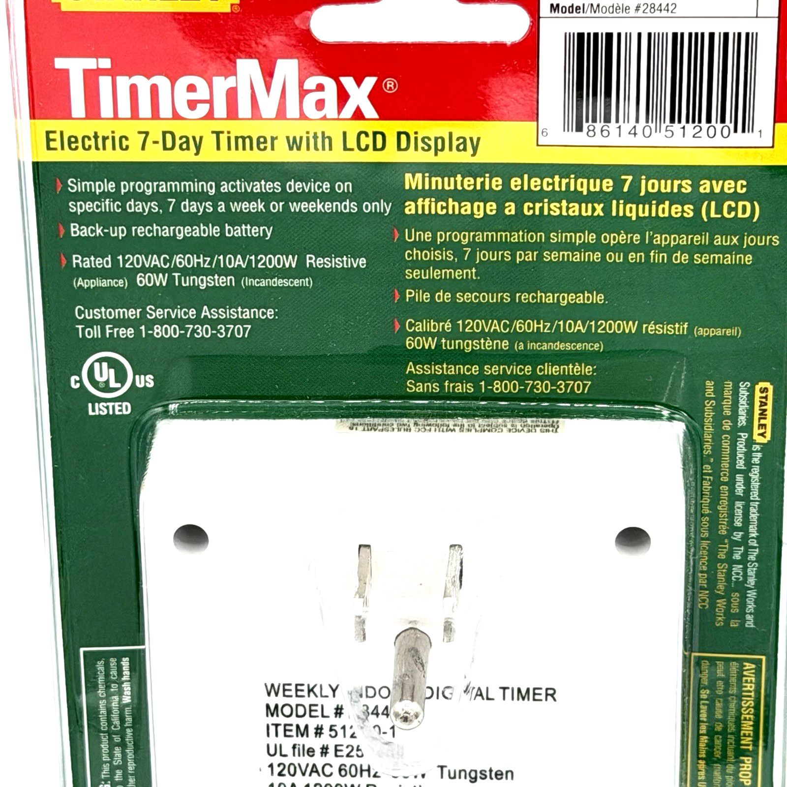 Stanley TimerMax Electric 7-Day Indoor Timer with LCD Display NEW