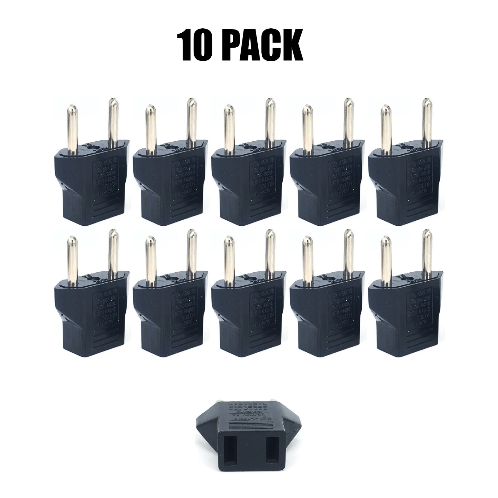 10-PACK 110V to 220V Plug Adapter US Canada MEX JPN Converter to EU Korea Asia