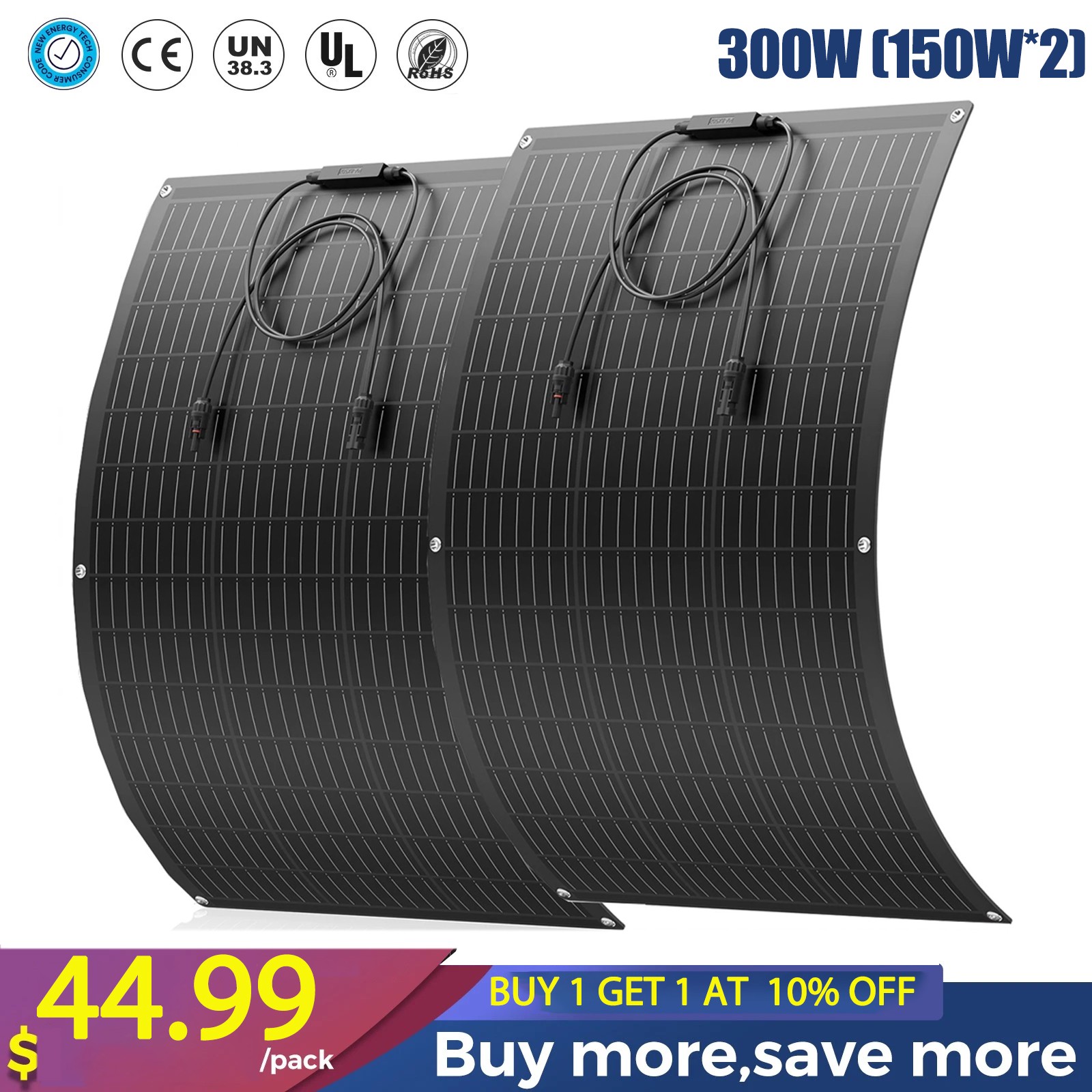 150W 300W 450W 600W Flexible Solar Panel Mono 12V Portable Power Camping Home RV