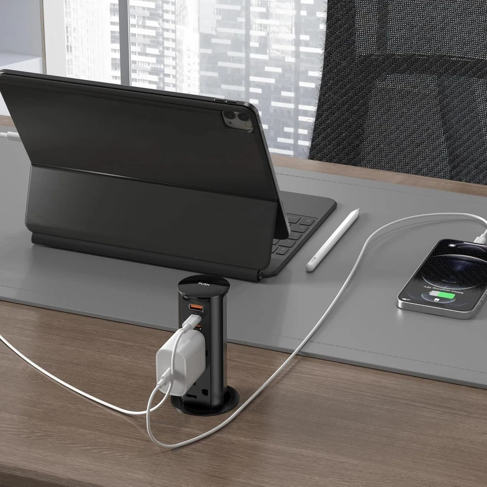 ANNQUAN Space Saver 2 inch Pop Up Outlet For Countertop W/ 2 Outlets & USB Ports