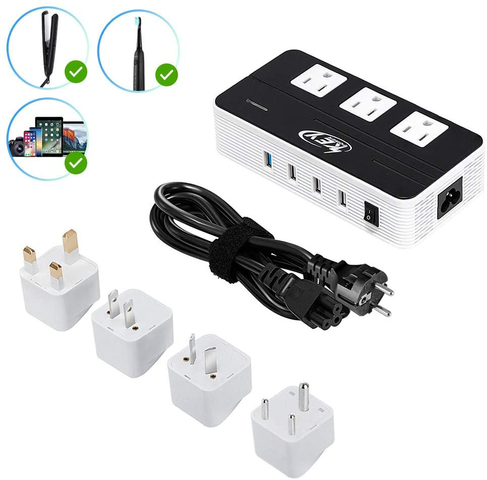 230W Step Down 220V to 110V Voltage Converter Travel Adapter with USB C Ports