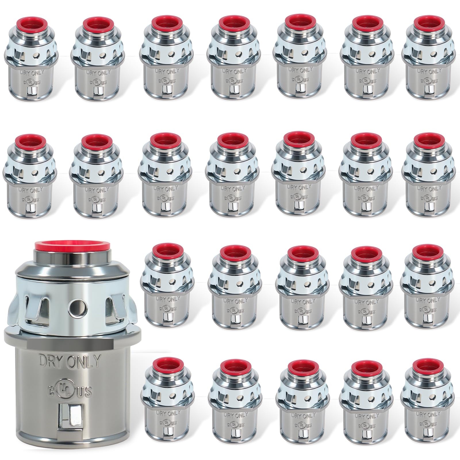 Dpwrrot 25 Packs MC Cable Connectors, 3/8″ Snap in Connectors 25 Pack, Silver