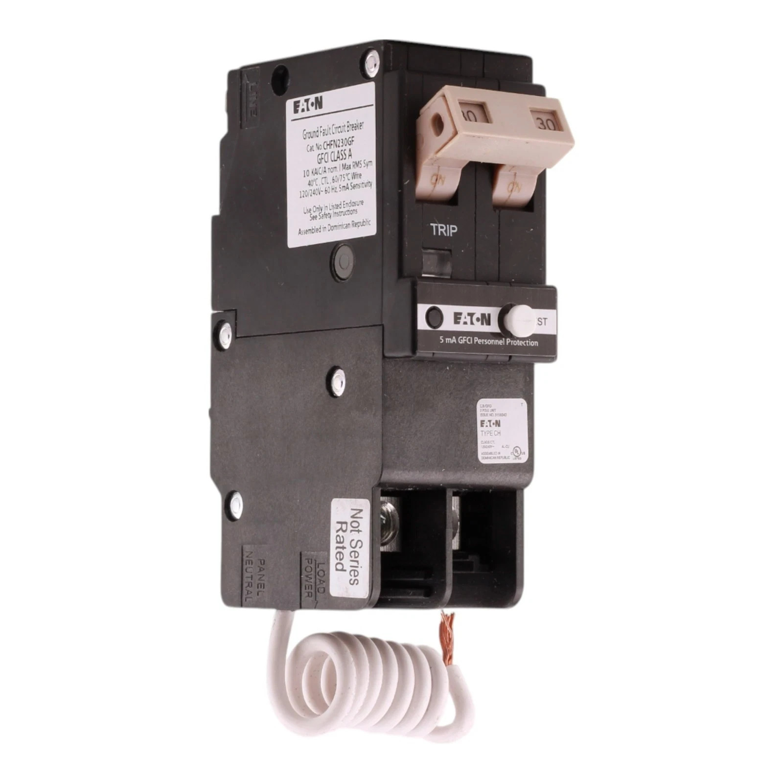 USED EATON CHFN230GF GFCI CIRCUIT BREAKER 30 AMP 240V 2-POLE