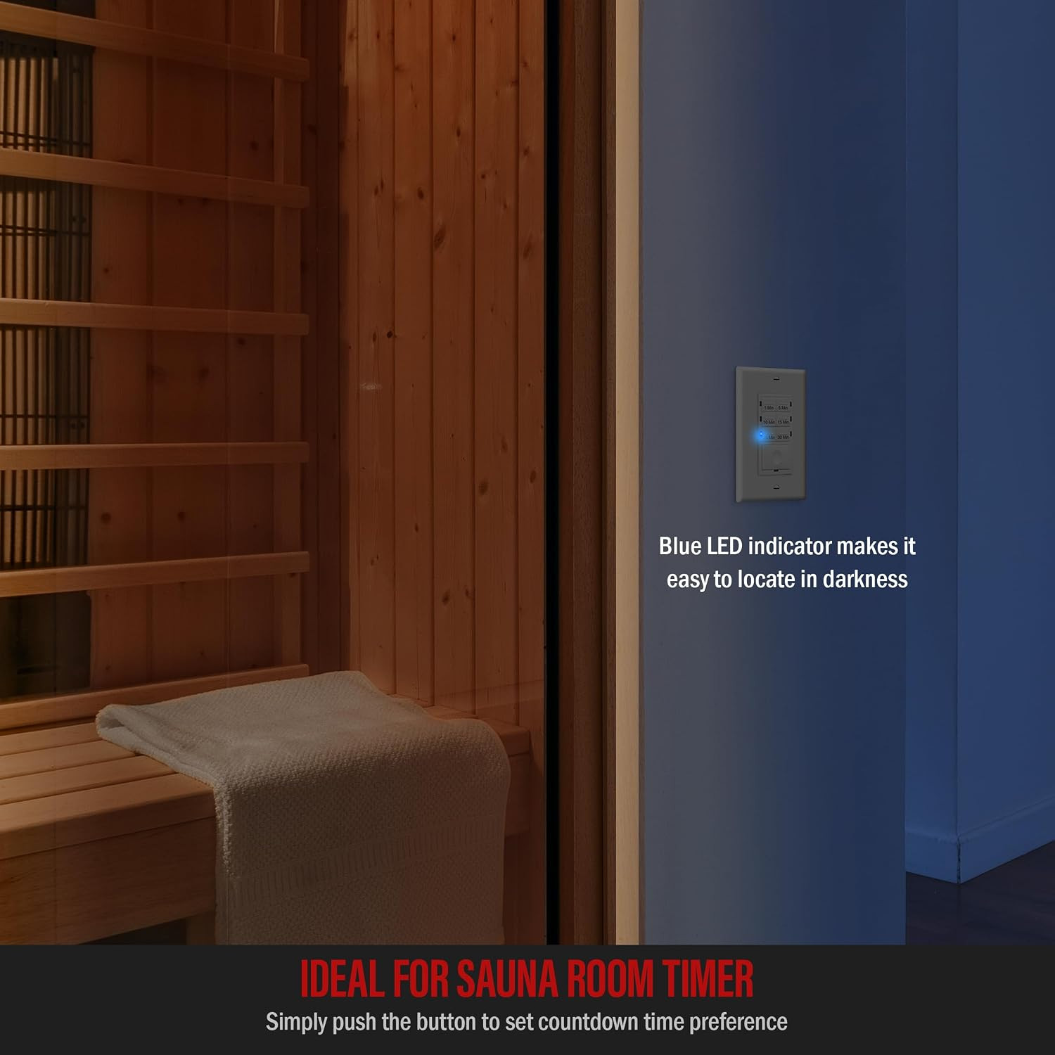 Countdown Timer Switch for Bathroom Fans and Household Lights, 1-5-10-15-20-30 M