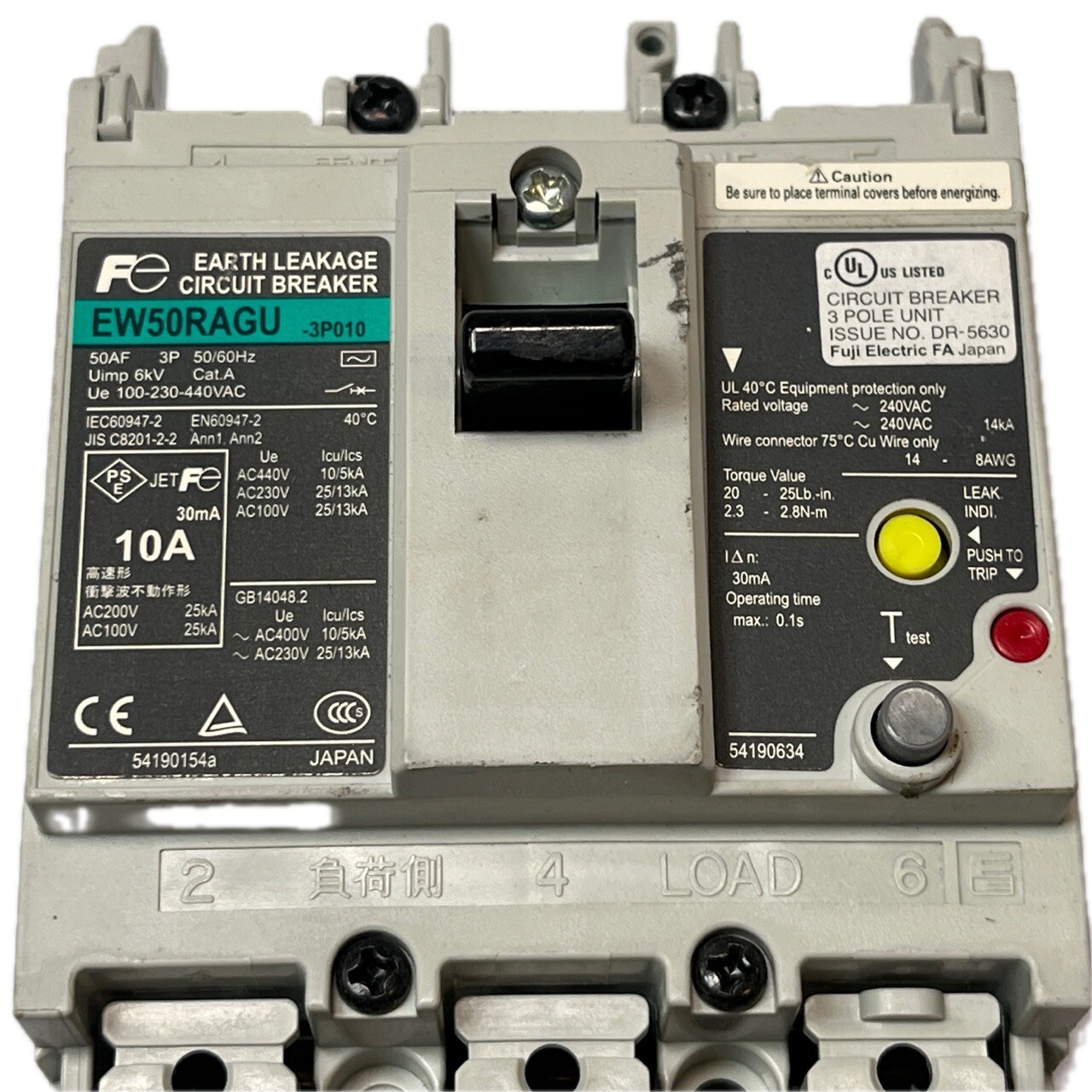 Fuji Electric EW50RAGU-3P010 Circuit Breaker
