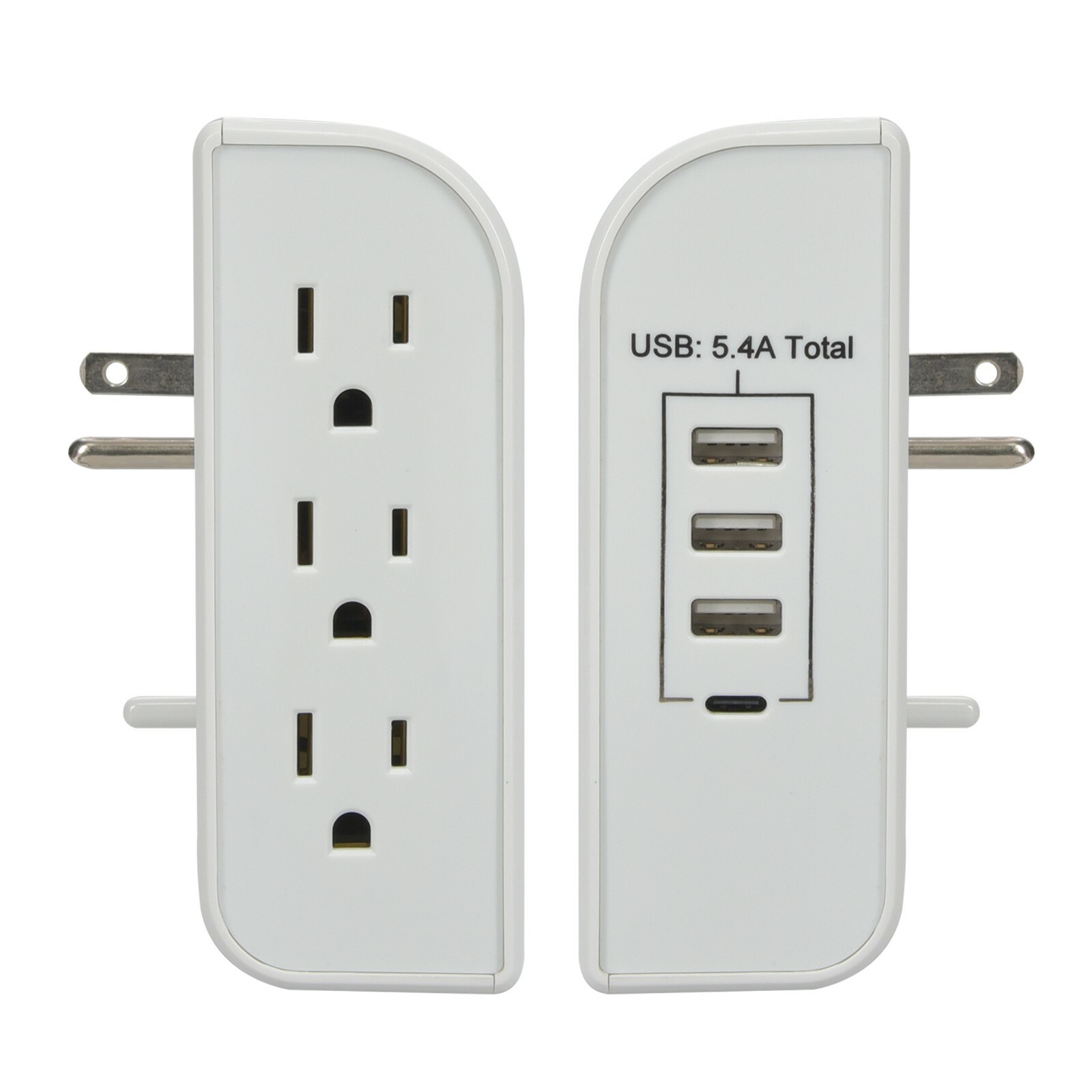 CP 3 Side-Outlet 1200 Joule Wall-Tap w/ 3 USB-A & 1 USB-C Ports, CP30009