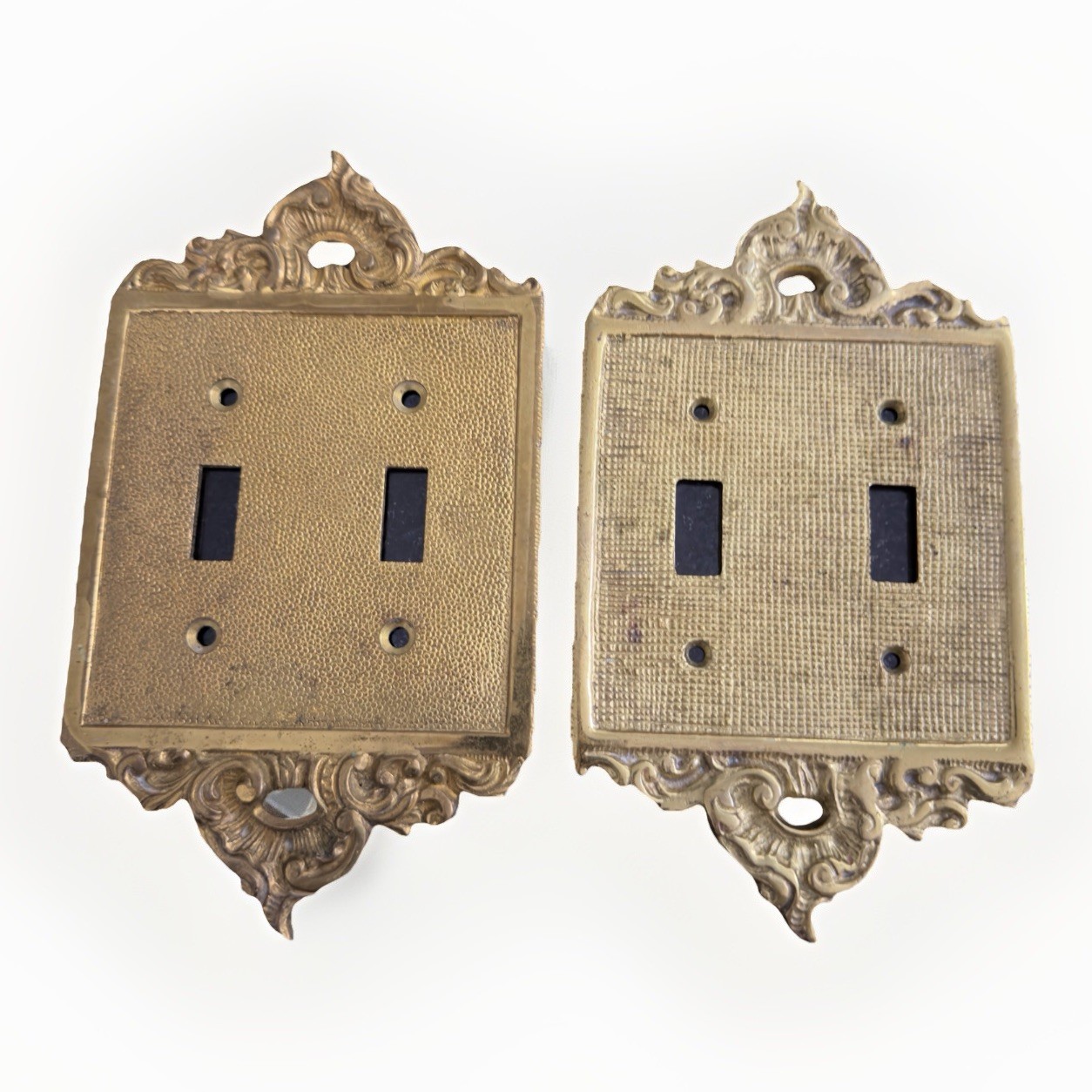 Victorian-style hammered brass single & duplex outlet & switch cover plates