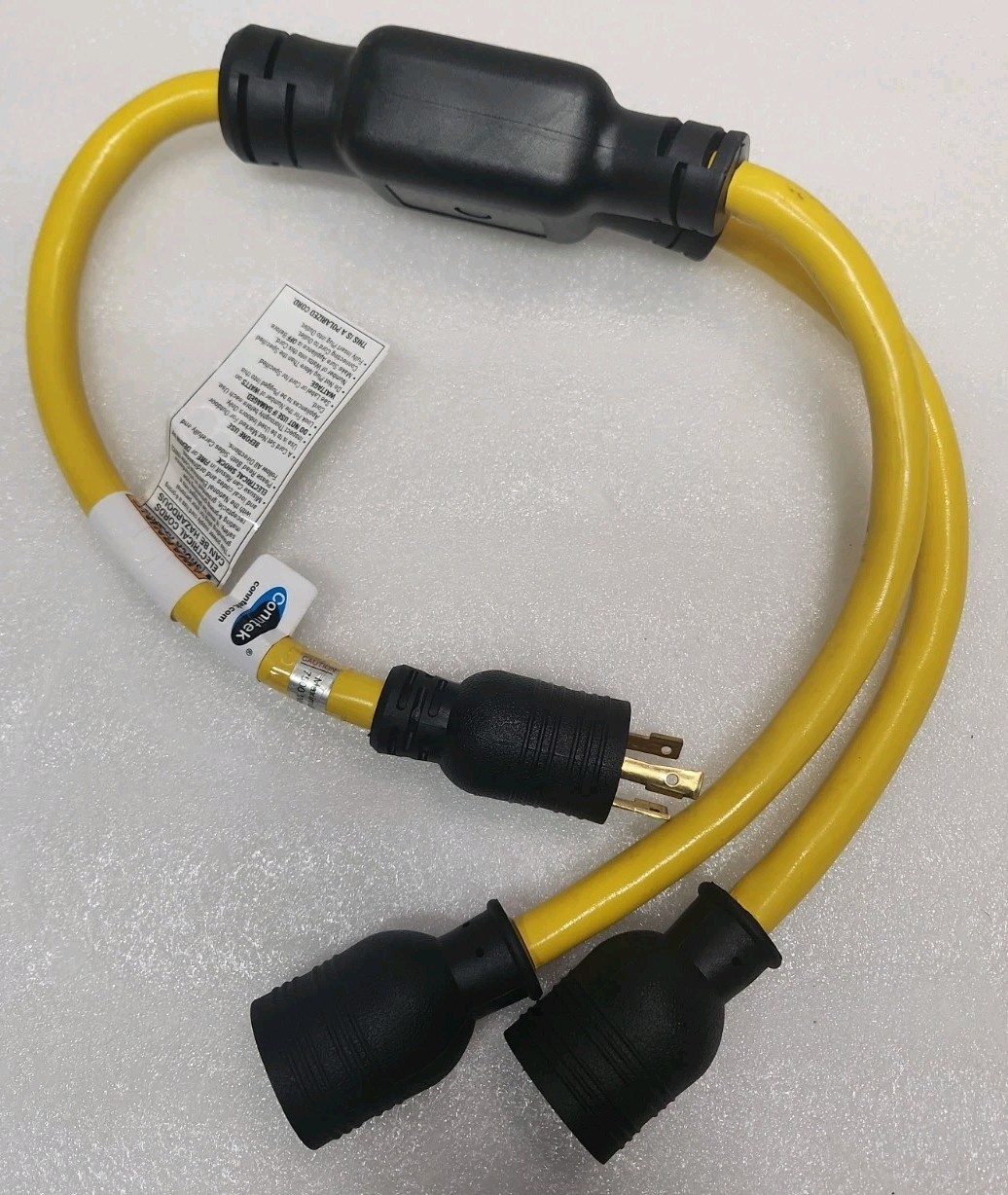 3ft L6-30P to 2x L6-30R Y Splitter Power Cord 30A 250V NEMA L6-30 Adapter