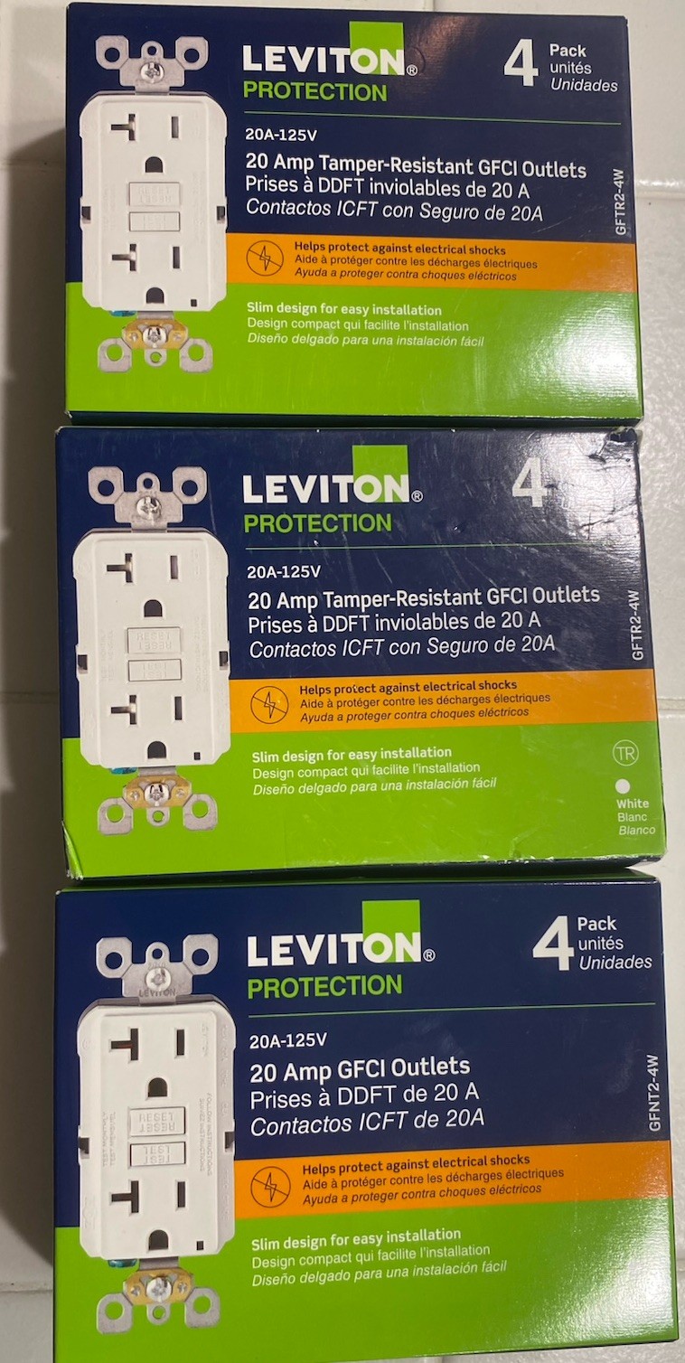 3X (12 Total) Leviton GFNT2-4W White 20A 125V GFCI Outlets NEW IN BOX