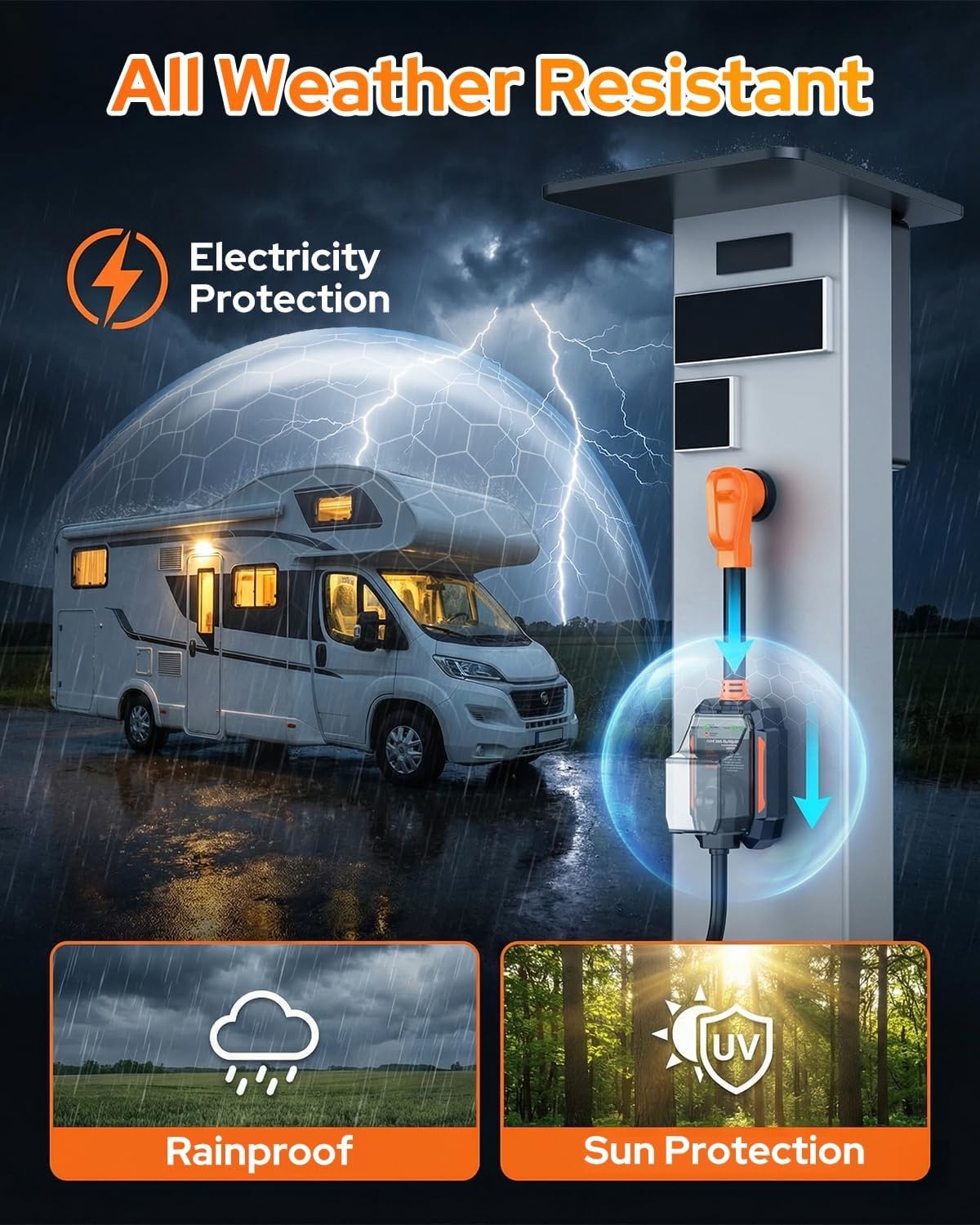 GEARGO 𝟐𝟎𝟐𝟔 𝐍𝐄𝐖 50 Amp Surge Protector for RV, 18000 Joules Circuit An…
