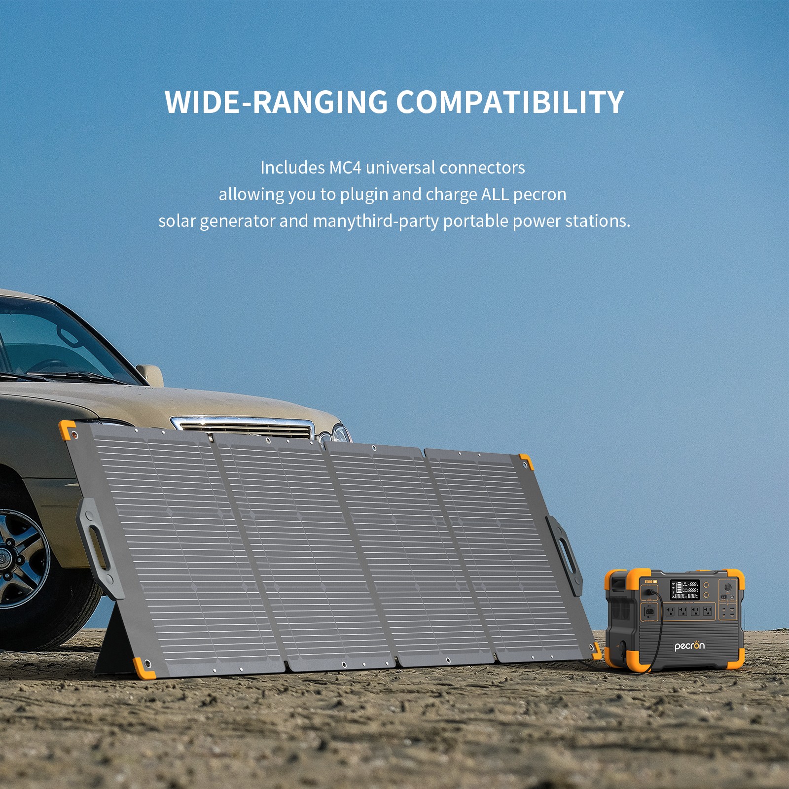 E3600LFP 3072Wh PECRON Portable Power Station Solar Generator 2*300W Solar Panel