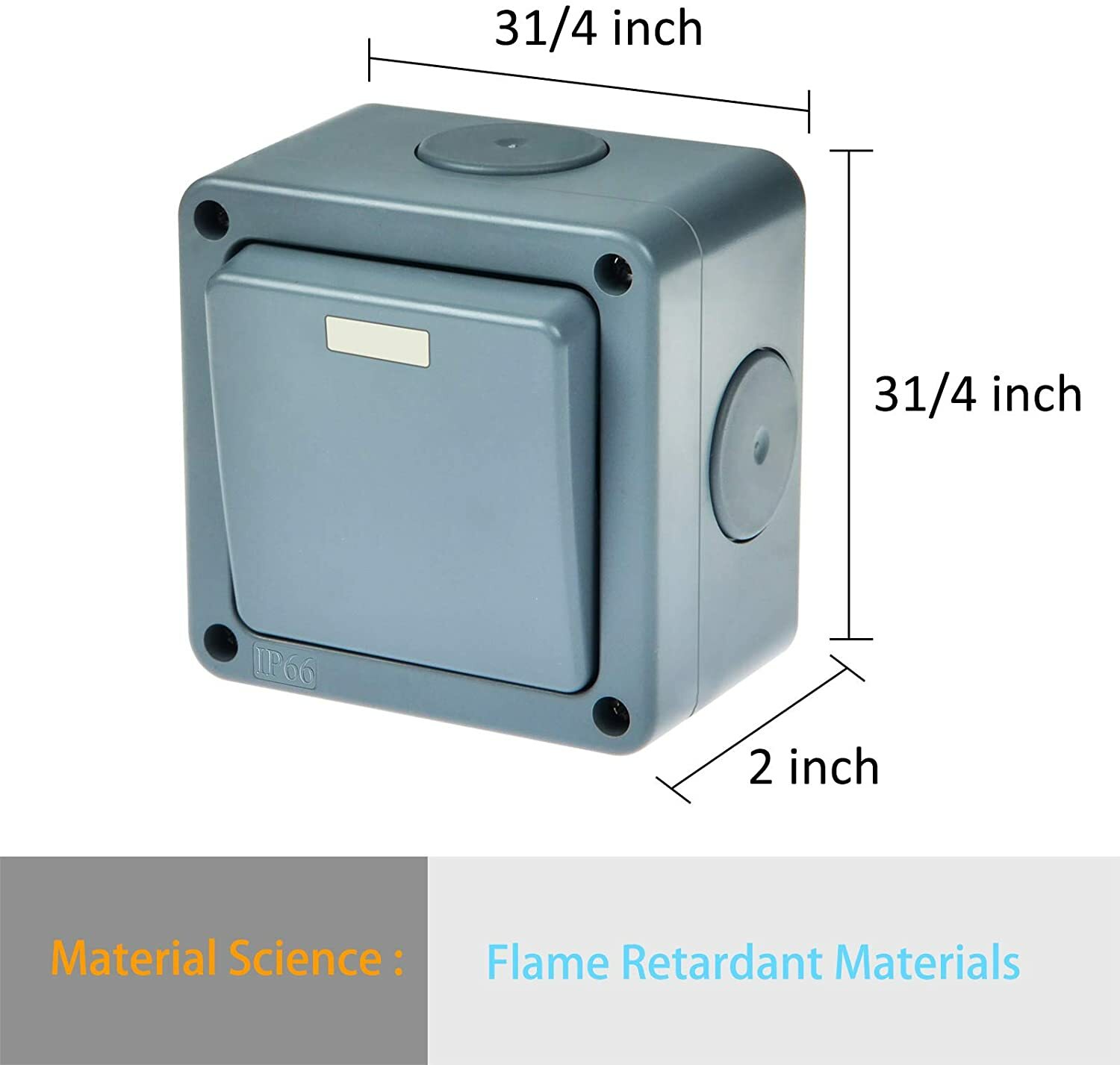 IP66 Waterproof Light Switch Single 2-Gang 10A Dustproof Weatherproof Outdoor US