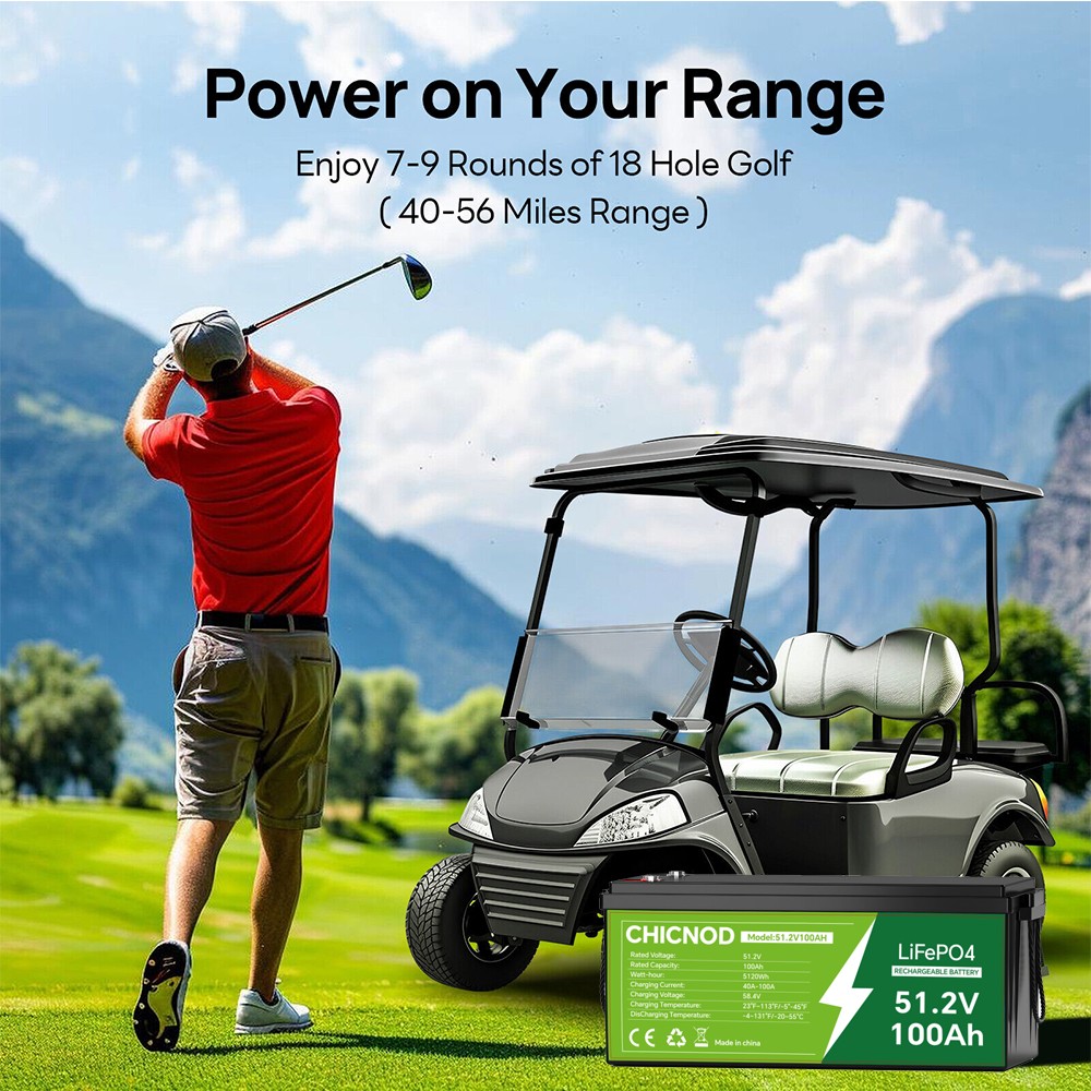 48V 50Ah/100Ah LiFePO4 Lithium Battery Built-in BMS Deep Cycle For RV Golf Cart