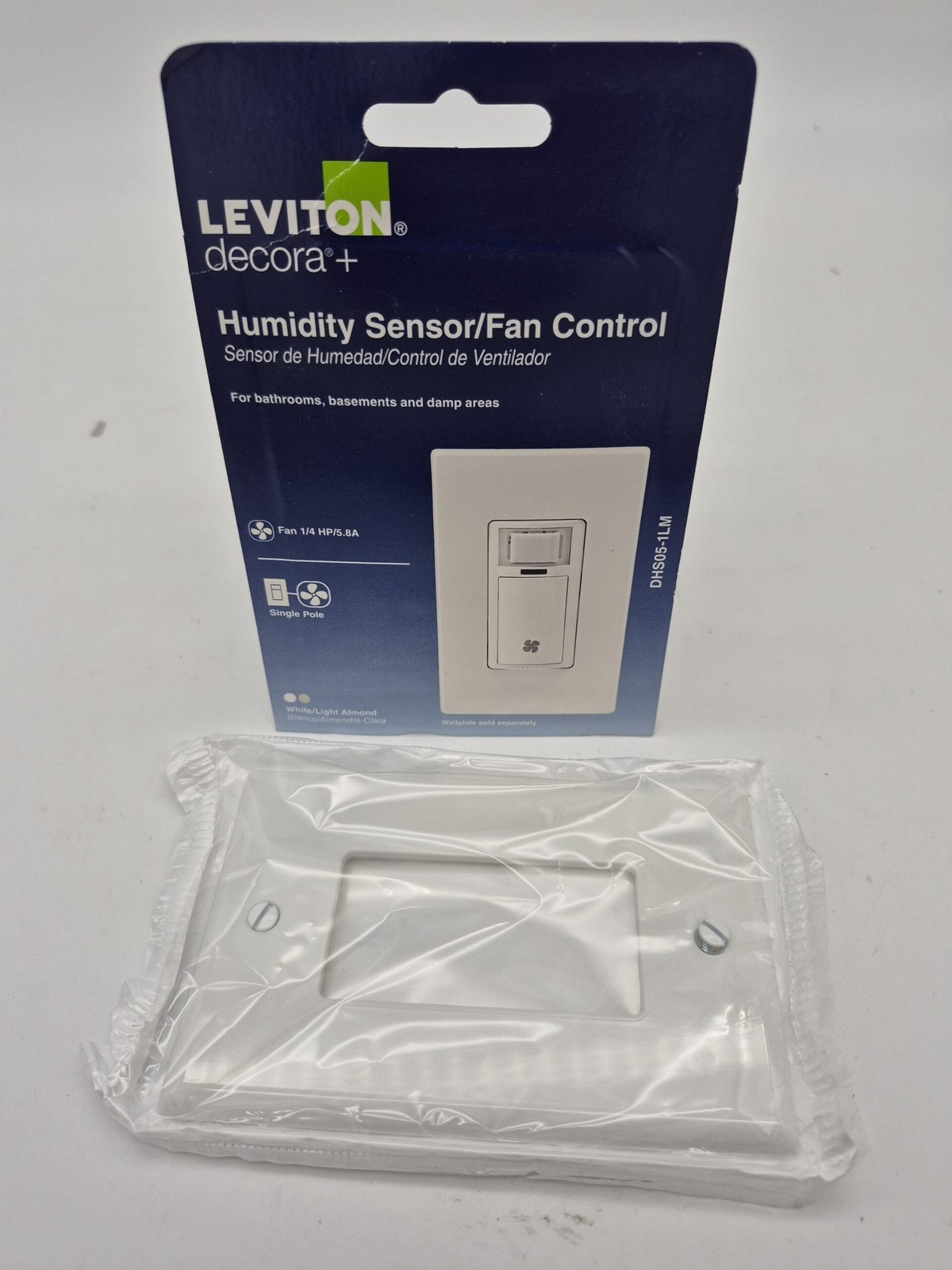 Leviton Decora Humidity Sensor Switch Bathroom Exhaust Fan Control w/ Wallplate