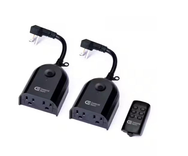 Commercial Electric Indoor/Outdoor 2-Outlet Wall Adaptors with Remotes (4-Pack)
