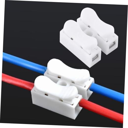Push Quick Wire Cable Connector, 100pcs 10A 220V 2 Pin Push-in Spring Loaded