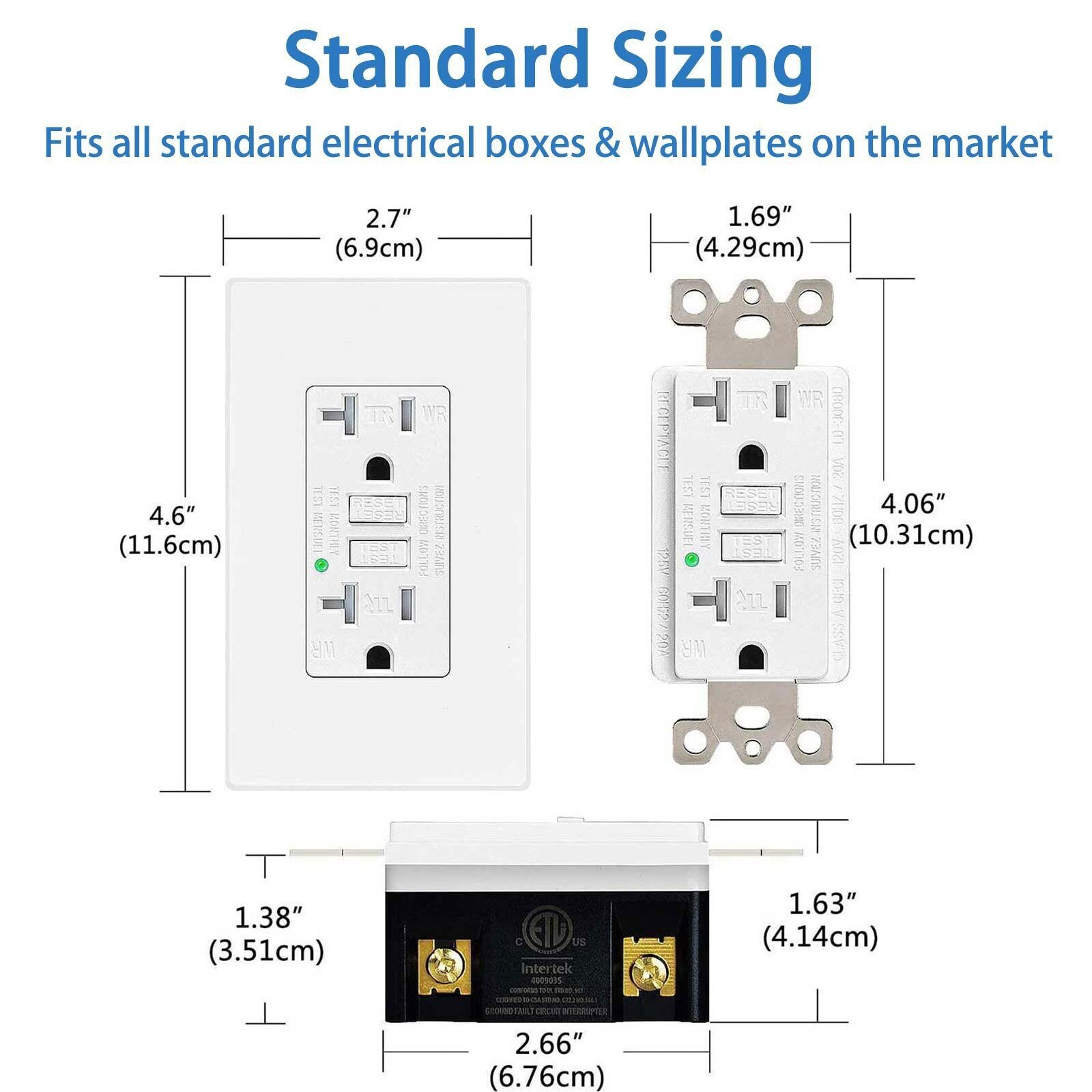 20Amp Ground Fault Receptacle GFI GFCI Outlet LED Indicator Tamper Resistant ×50