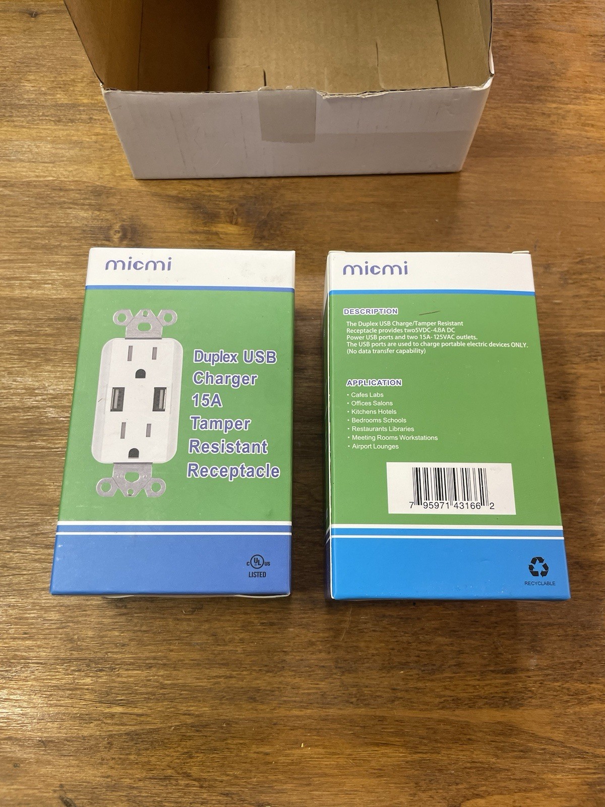 Outlet USB Fast Charger 4.2A Duplex Receptacle 15A Tamper Resistant UL Lot Of 2