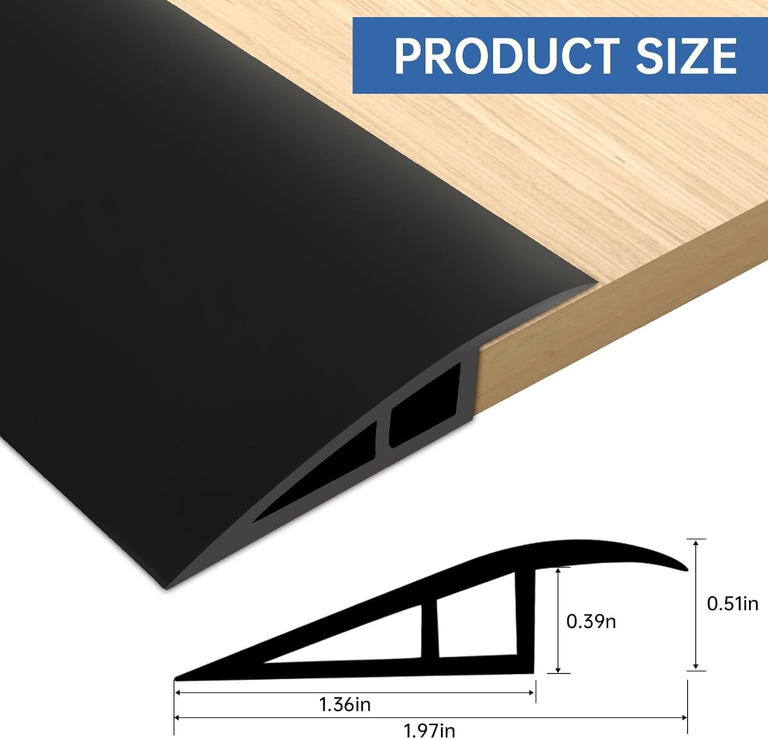Versatile & Durable 3.3ft Black PVC Flooring Transition Strip – Easy to Install