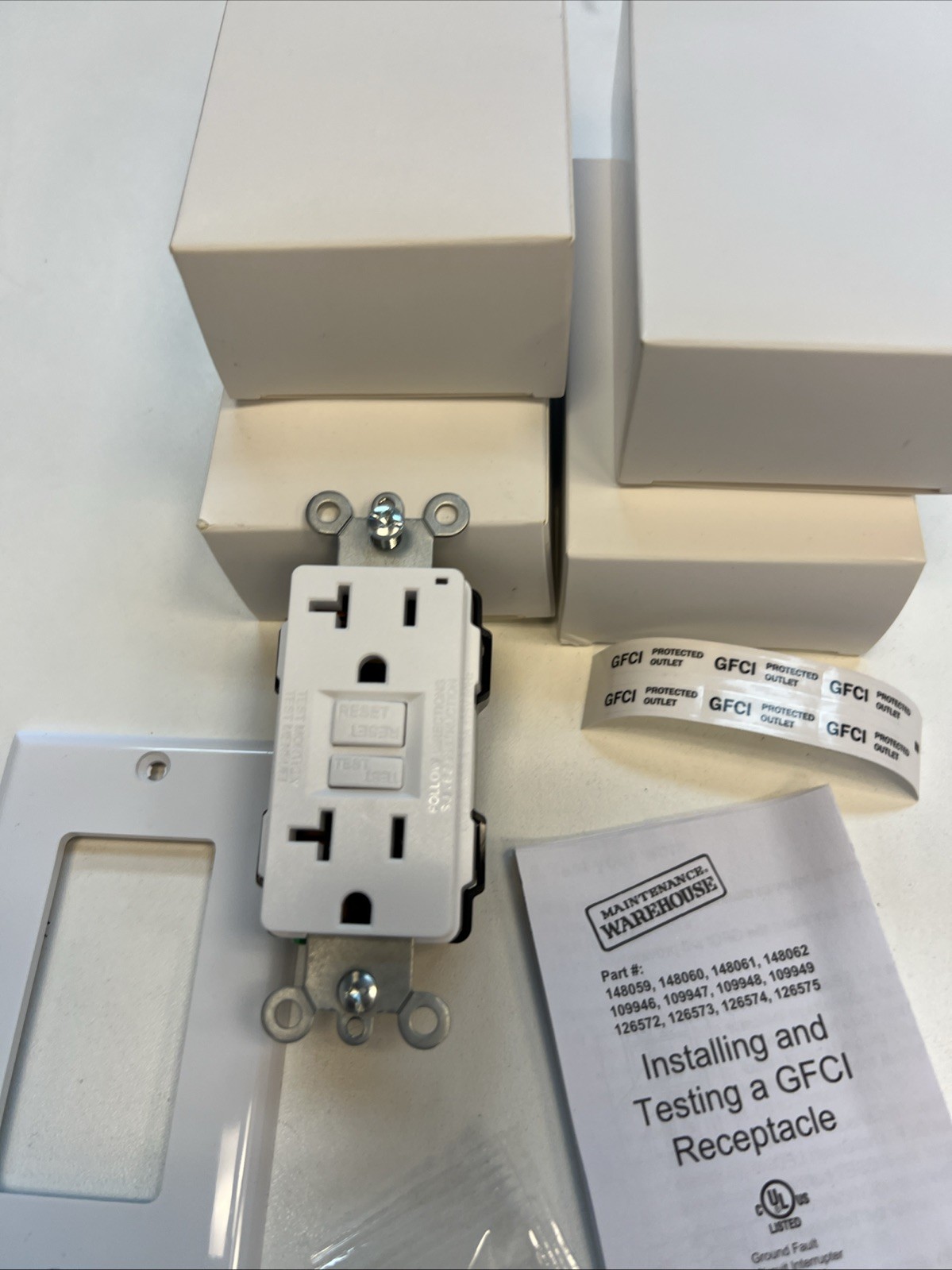 Maint Warehouse 4-Pack GFCI Outlet 20Amp, Outdoor Weather-Resistant(WR), 125V