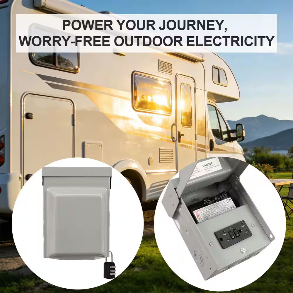 20 Amp Outdoor GFCI Outlet Box with Pullout Disconnect Switch, 125V ETL Listed W
