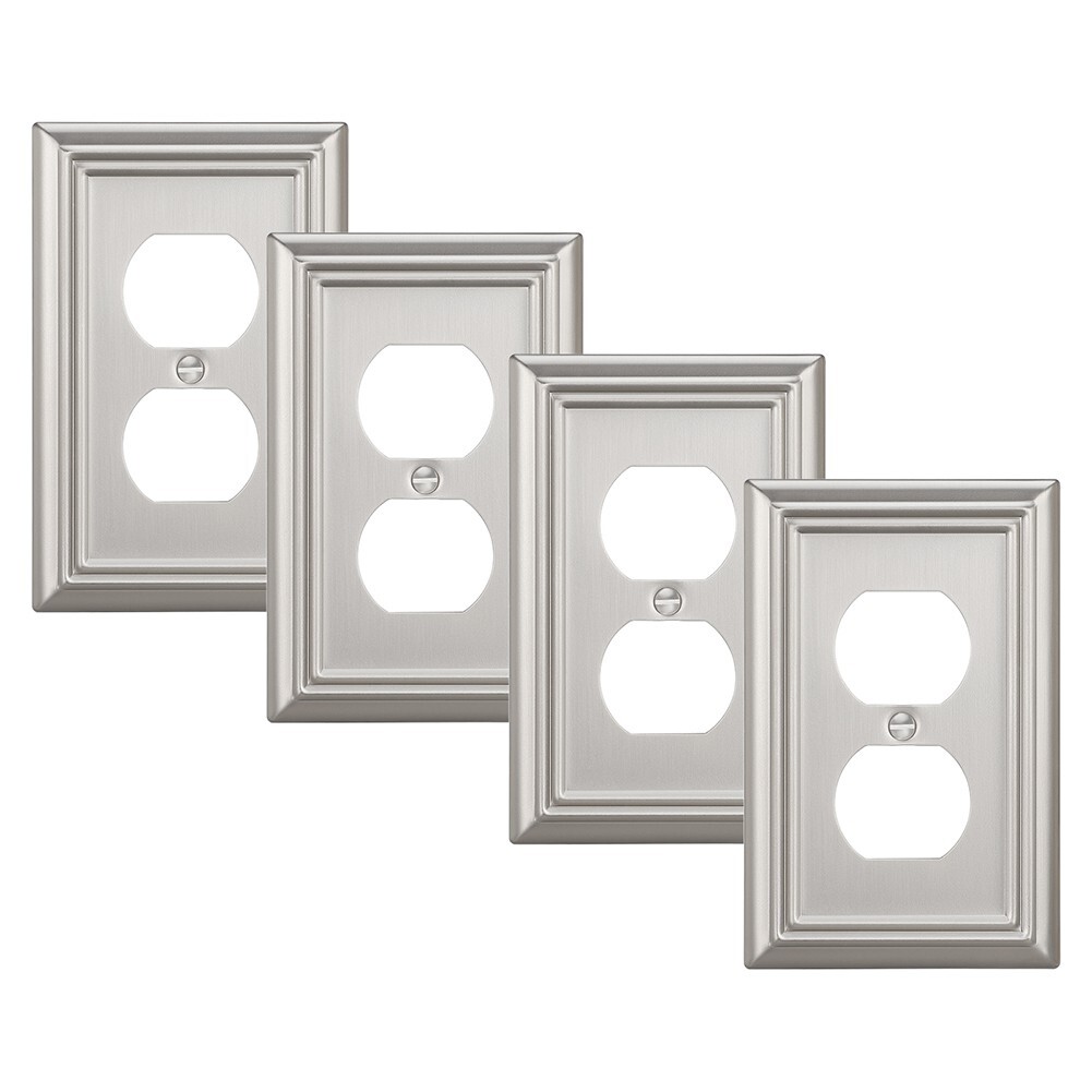 DEWENWILS 4 Pack ,Metal Wall Outlet Cover , Duplex Wall Plate for Receptacle
