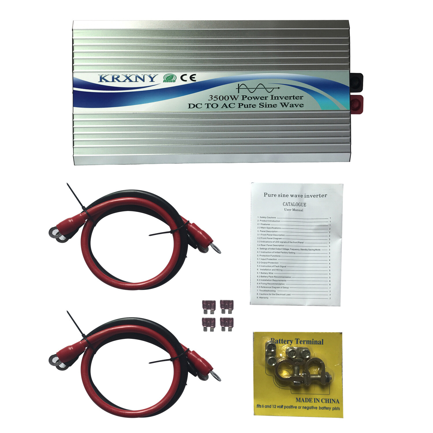 3500W Pure Sine Wave Power Inverter 12V 24V 48V DC to 120V AC Off Grid US Stock
