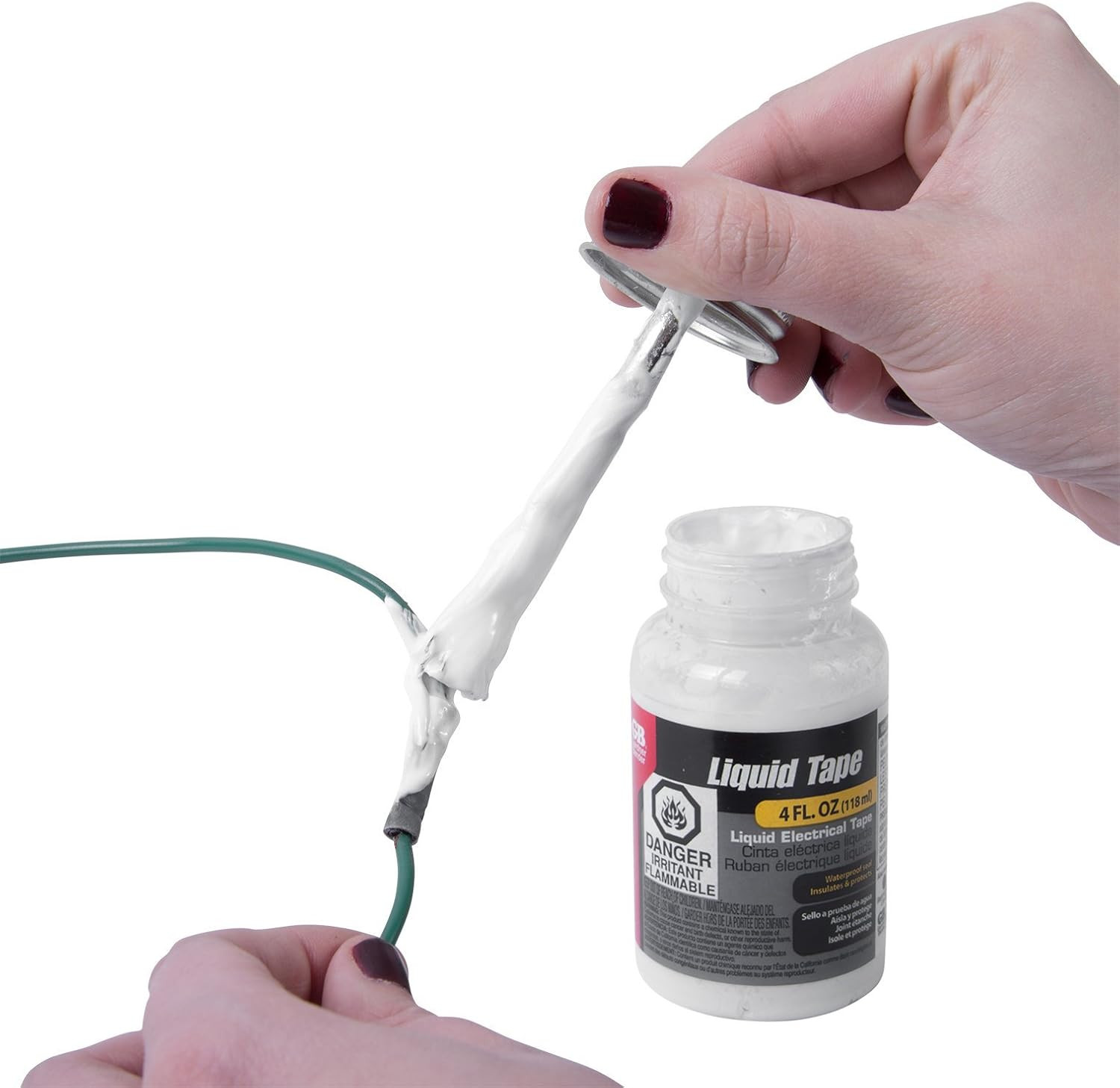 LTW-400 4OZ WHT LIQ Elec Tape, 4 Oz Bottle, White, 4 Fl Oz