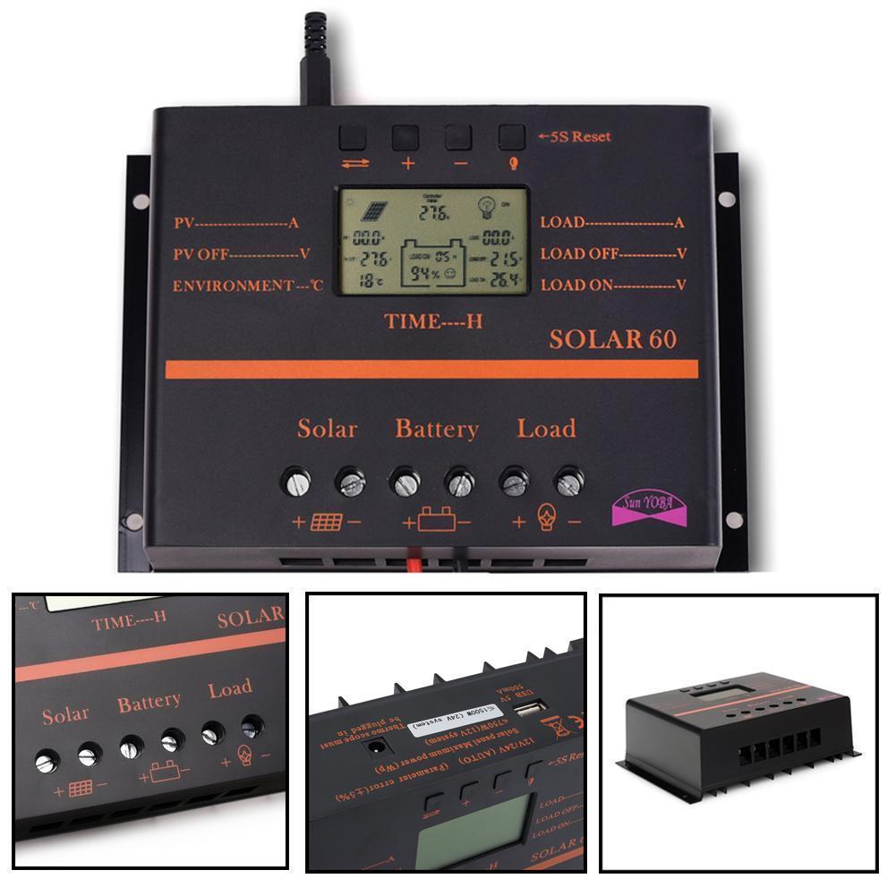 80A AMP MPPT Solar Panel Regulator Charge Controller 24V/12V 2000W/1000W LCD US1