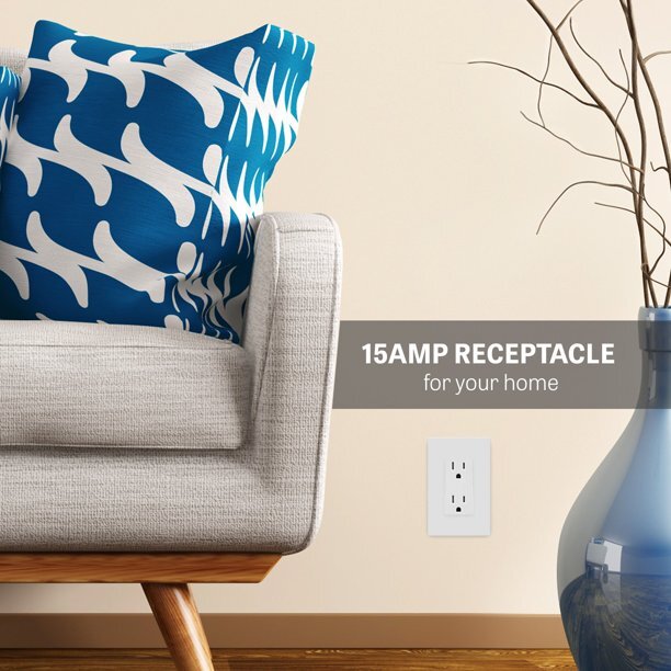 Outlet Decora Duplex Receptacle 15/20 Amp 125 Volt Tamper Resistant White 10pack