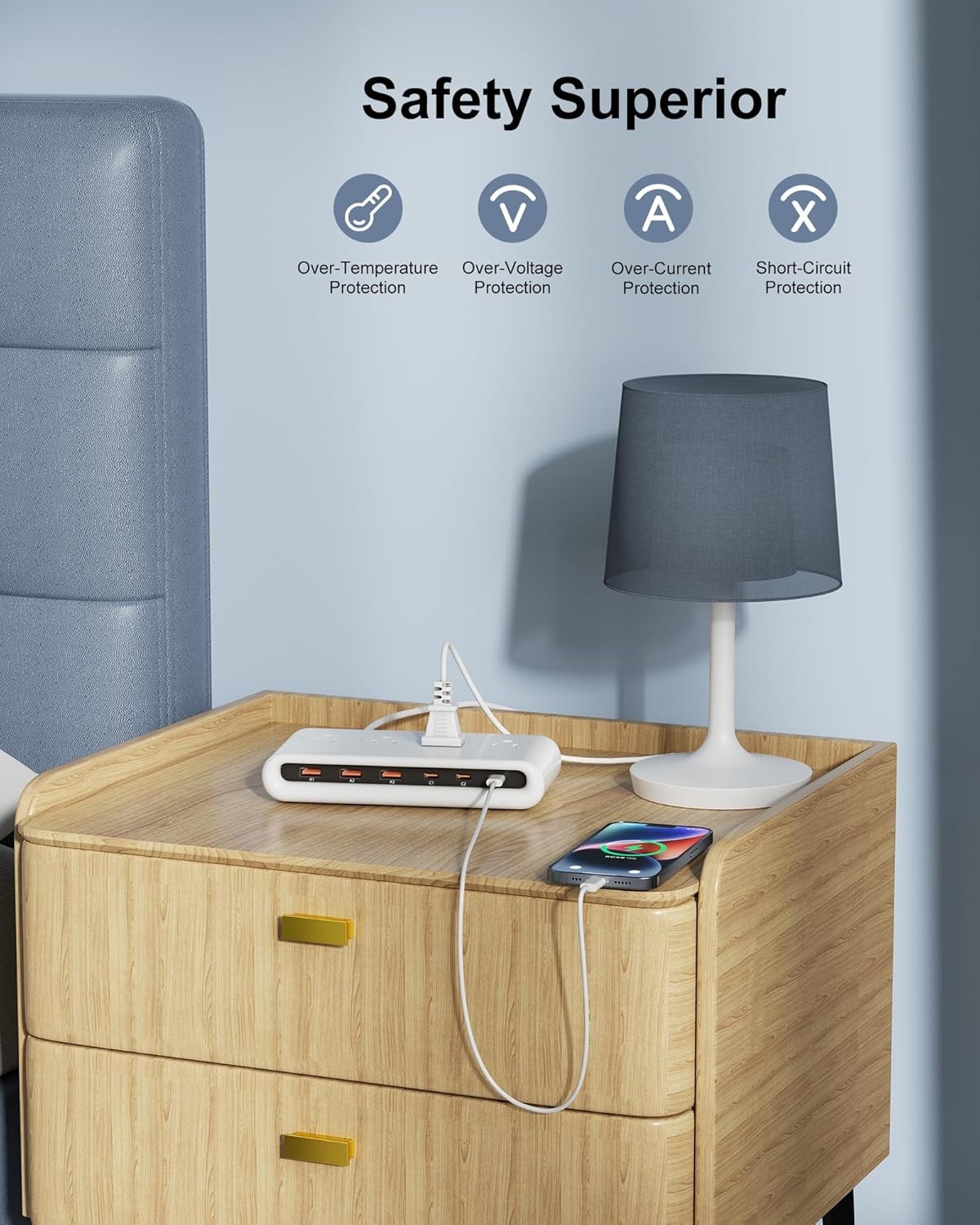 Durable Scratch-Resistant Power Strip with USB C – Essential for Every Gadget