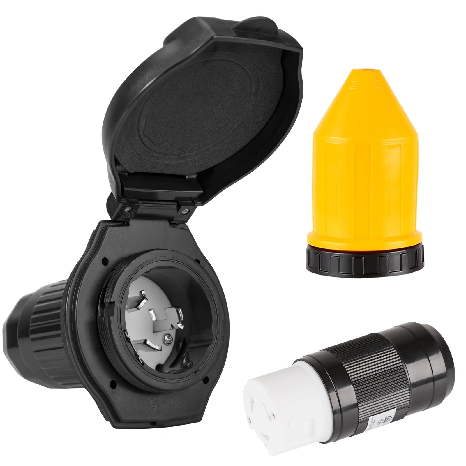 50 AMP RV Power Inlet Receptacle Power Plug 125/250V,Female Twist Locking Con…