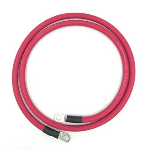 2 AWG Gauge Premium Battery Cables, Made in The USA, 1.5ft – 3/8″ Lugs Red