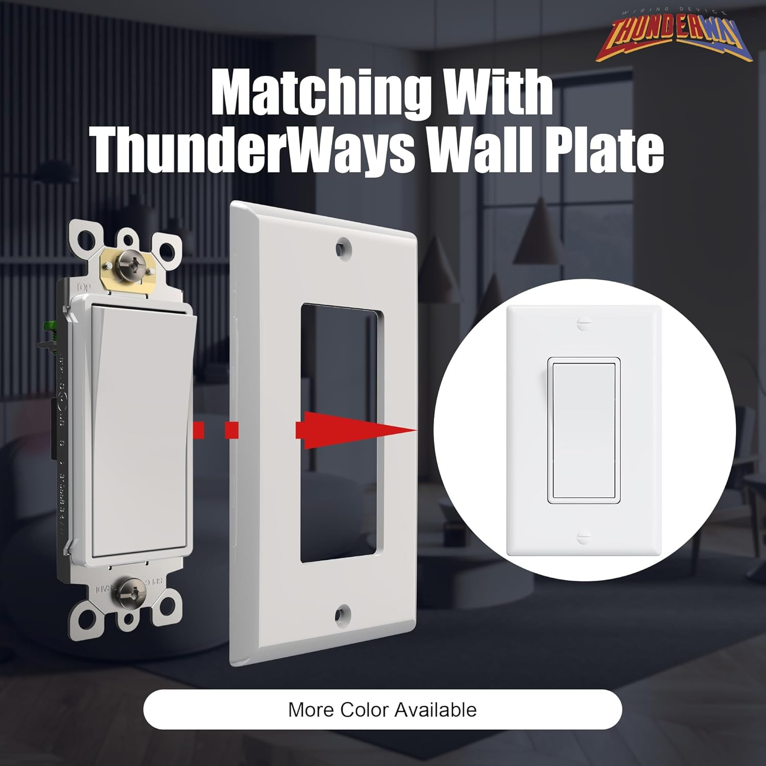 Single Pole Decorator Wall Light Switch with Quiet Operation, Wall Plate Include