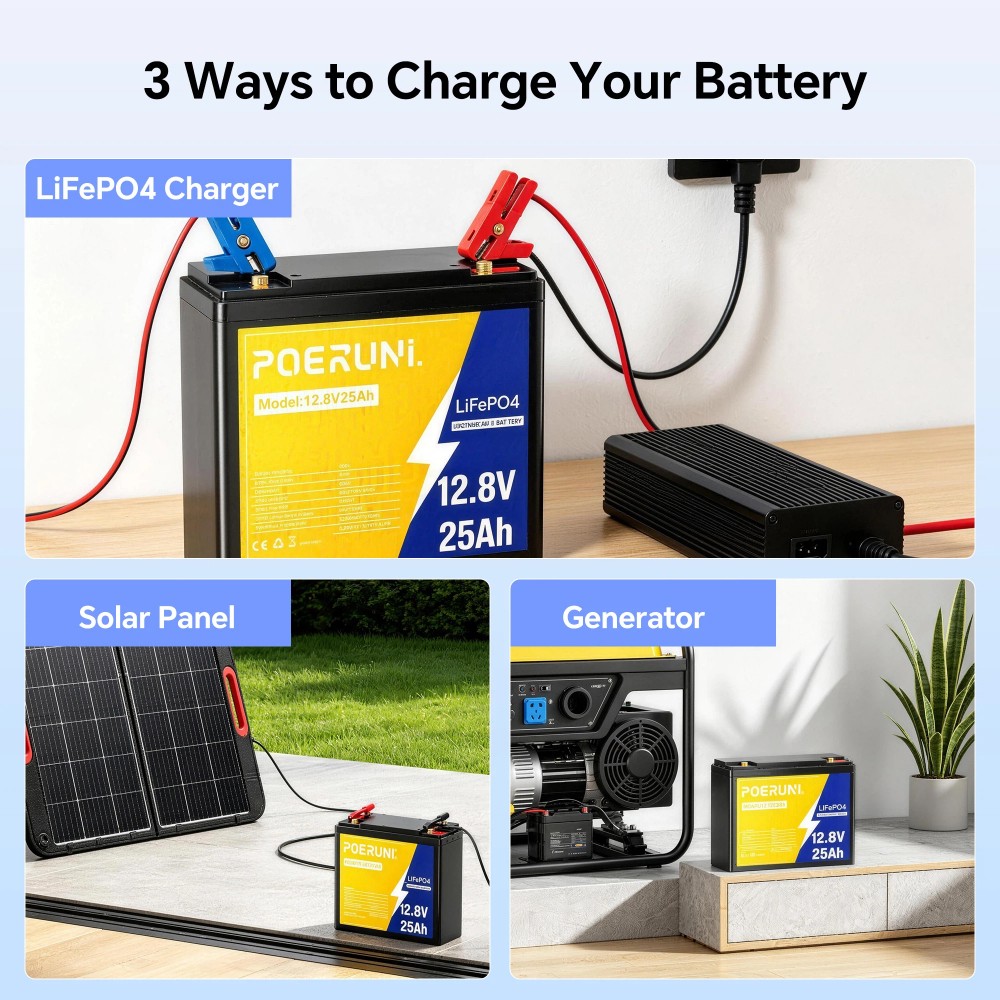 12V 25Ah LiFePO4 Lithium Battery Built-in BMS 5000+ Deep Cycle for Solar Marine