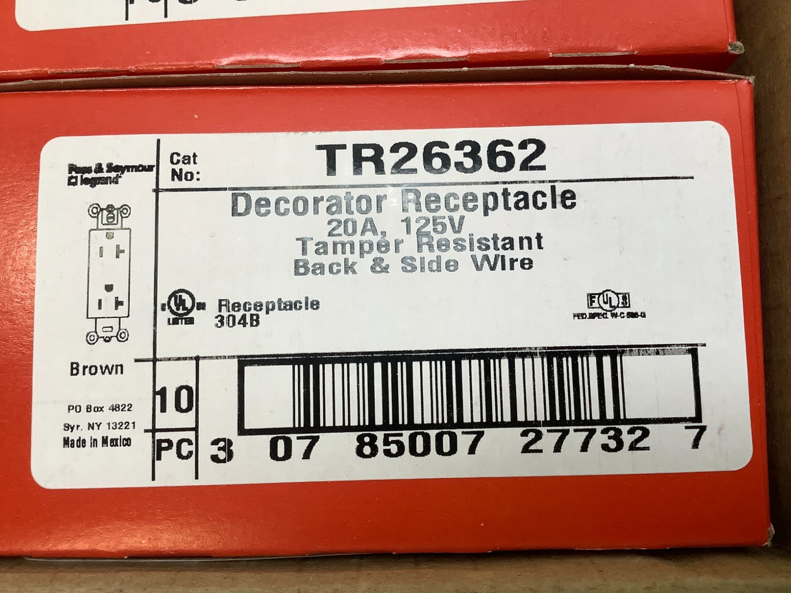 Legrand TR26362 20 Amp Tamper Resistant Receptacle, Brown, Case of 100