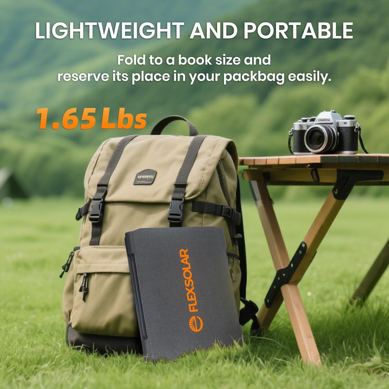 FlexSolar 40W Solar Panel USB-C PD2.0 QC3.0 19V DC IP67 Foldable for Camping