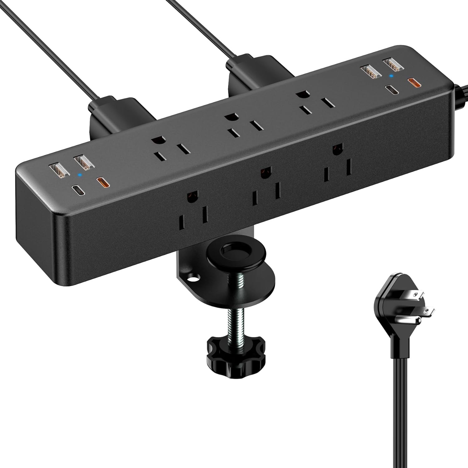 Share Desk Clamp Power Strip with 10FT Cord, 9 AC & 8 USB Ports, Surge Protector