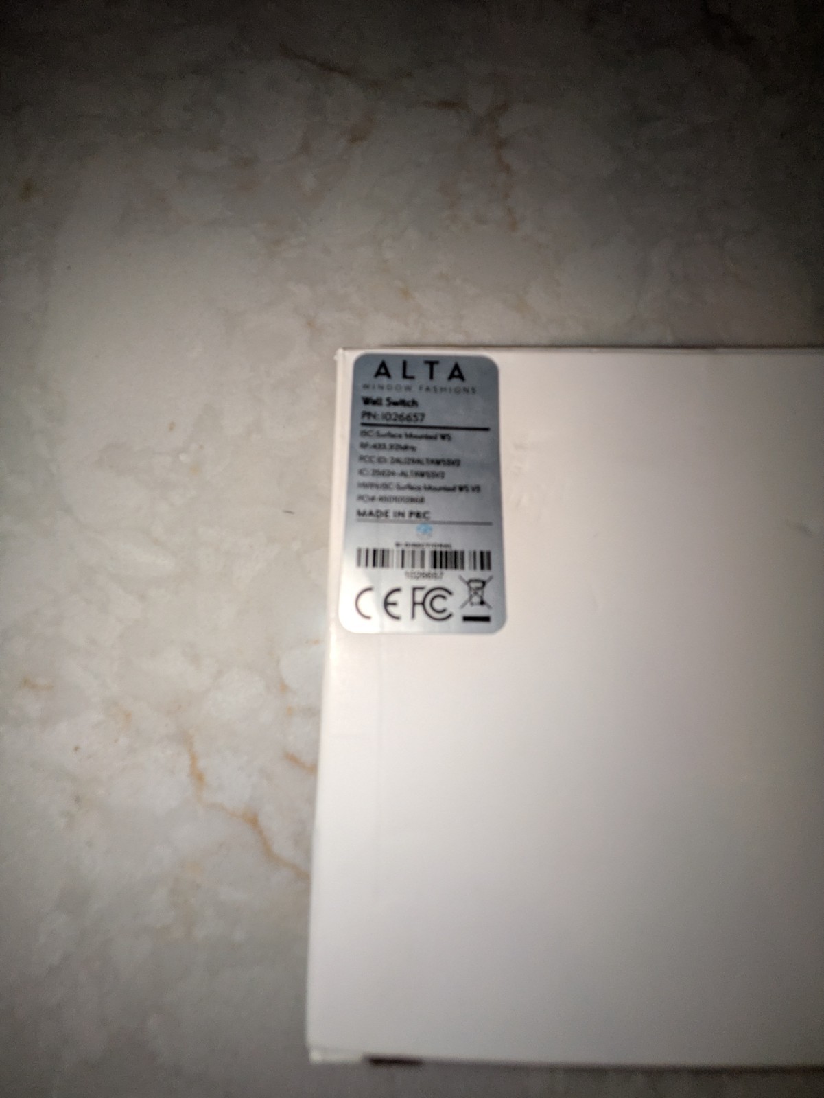 Surface Mounted Wall Switch for Alta Bliss System (Part No. 1026657)