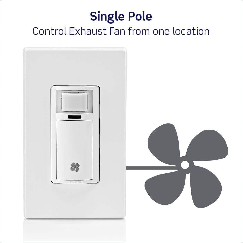 Leviton Decora Humidity Sensor Switch Bathroom Exhaust Fan Control w/ Wallplate