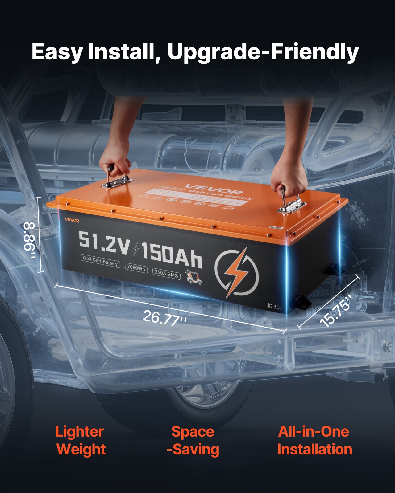 VEVOR 48V 150AH Lithium Golf Cart Battery Lifepo4 & 20A Charger Bluetooth Touch