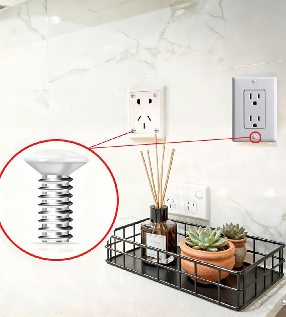 120PCS Wall Plate Screws White, Outlet Cover Screws for Switch Plate, 6/32 Elect