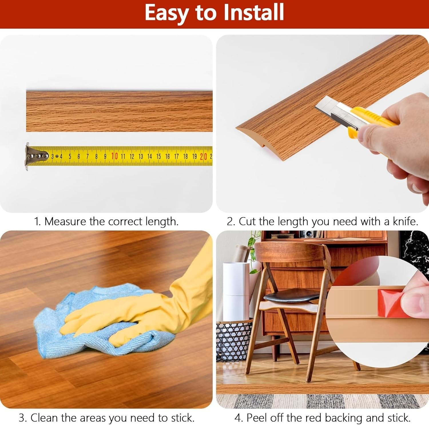 Floor Transition Strip Carpet to Tile Self Adhesive PVC Threshold Light Brown