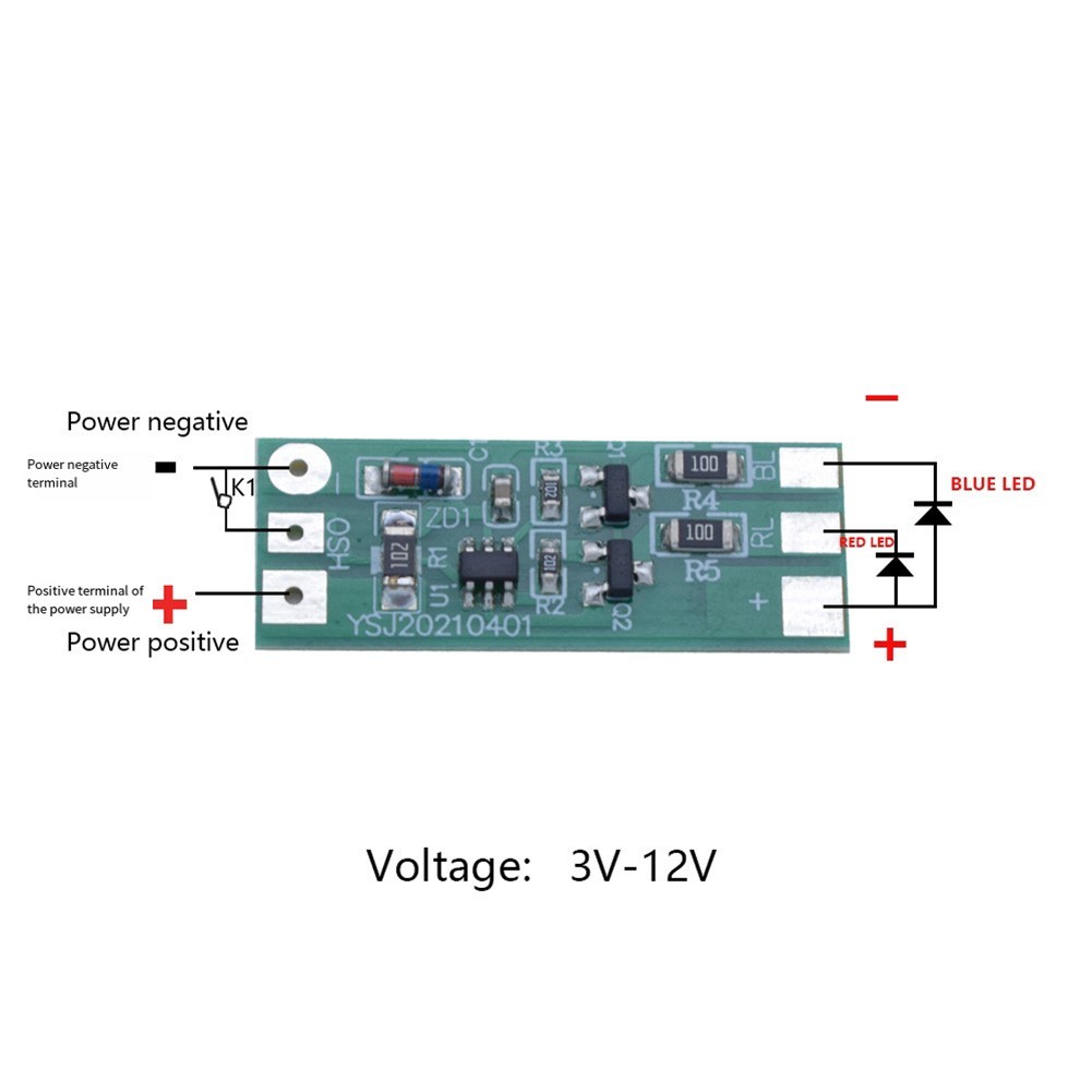 5PCS Red Blue Flashing LED Module Compatible with for 3v 12V DC Systems for Cars