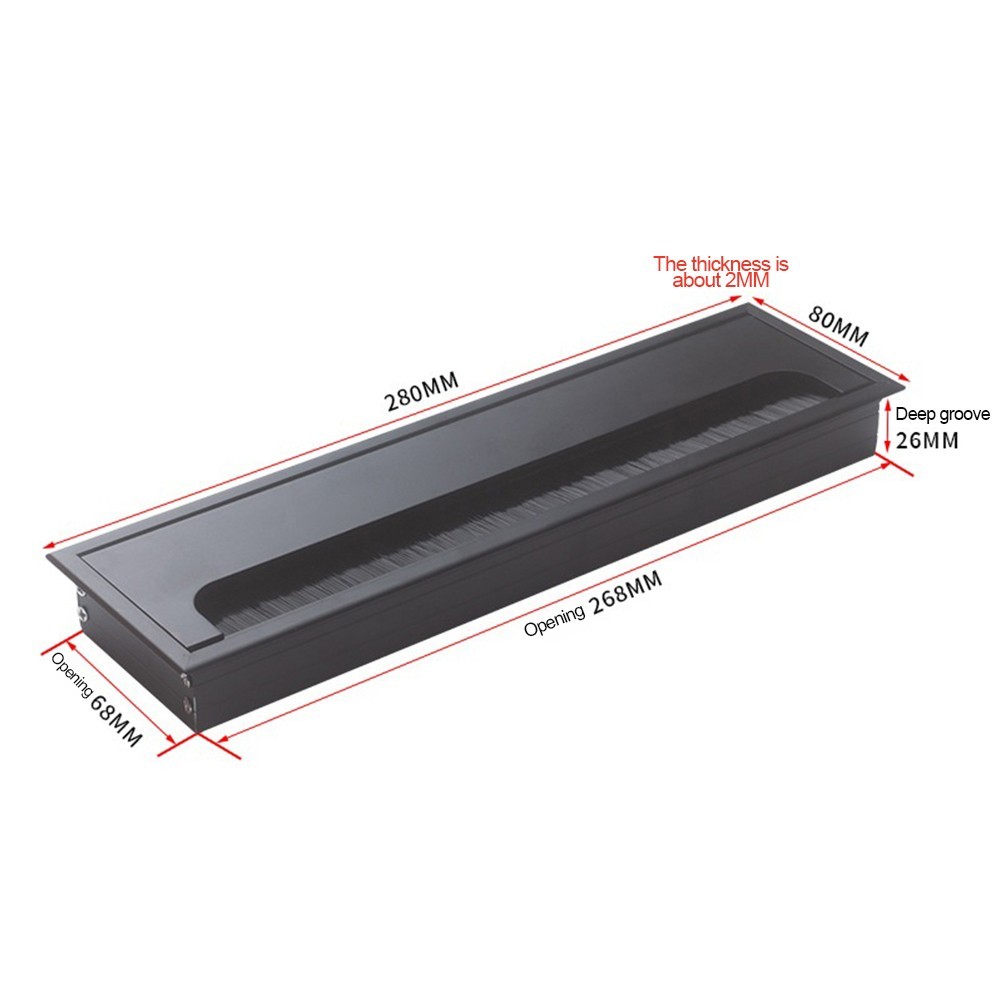 Sleek Black and Silver Square Grommet for Desk Wire Management Solutions