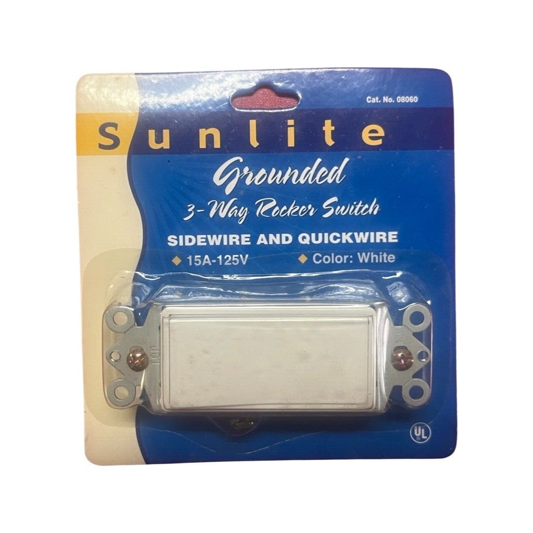 Sunlite 08060-SU E511/CD1 3 Way Grounded Rocker Switch White