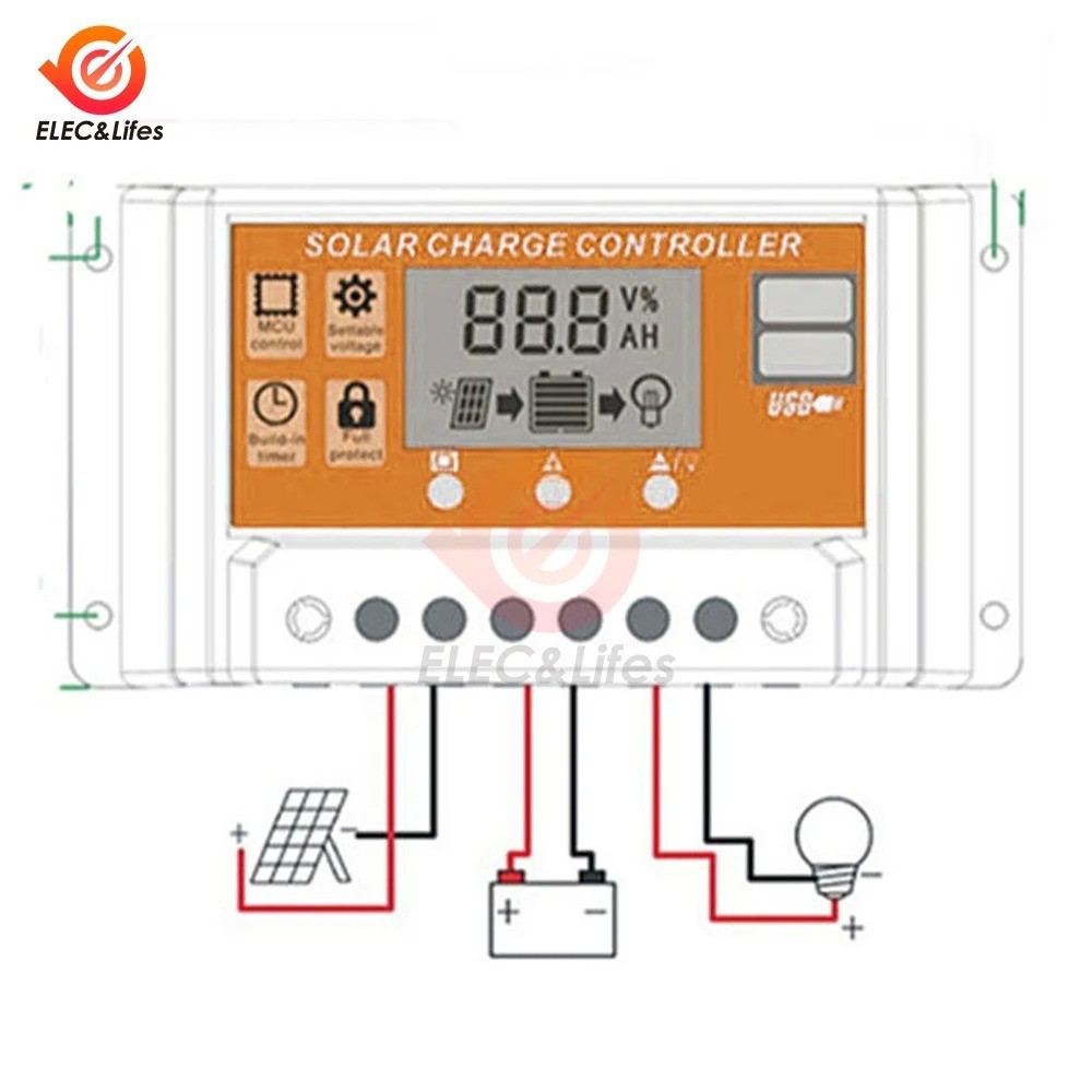 100A Solar Panel Regulator Charge Controller Auto Focus Tracking 12/24V US