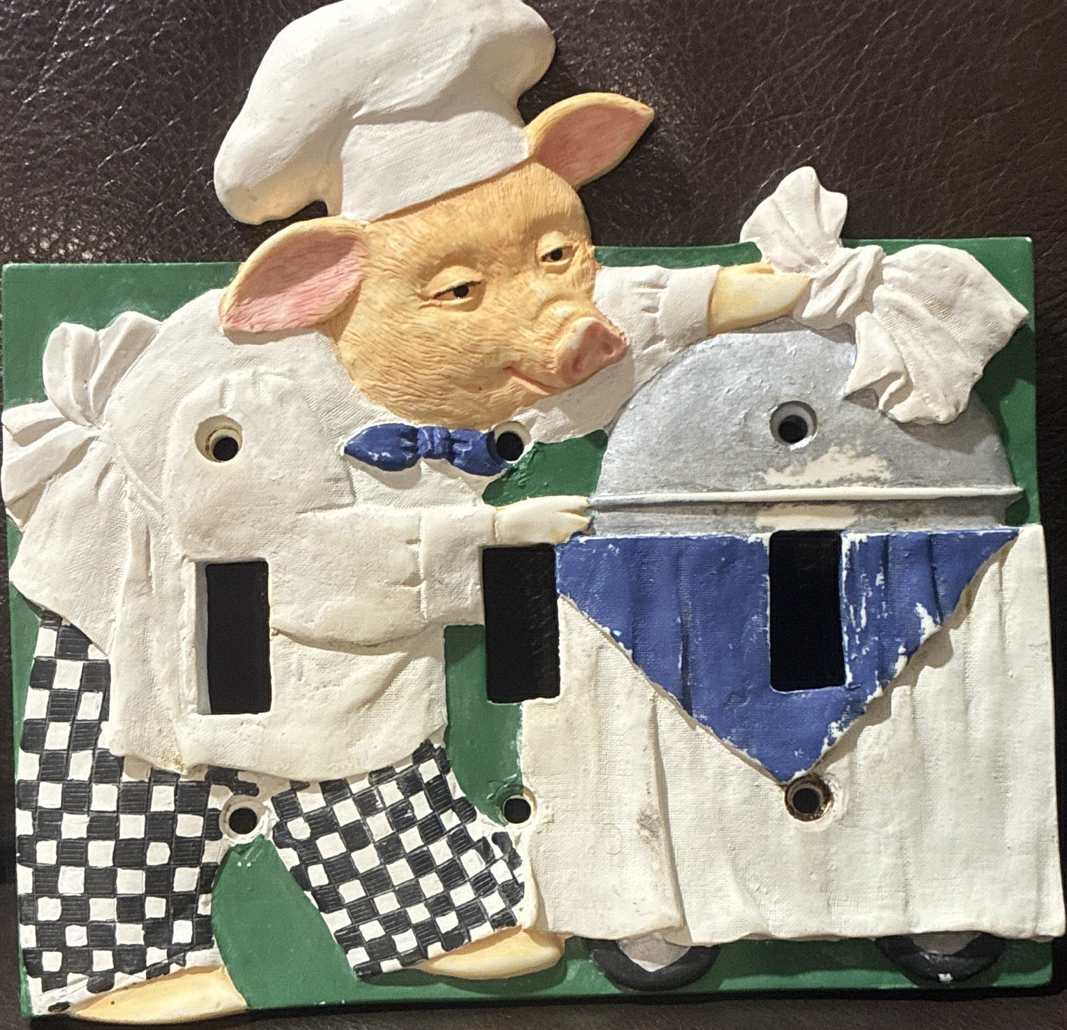 Boston Warehouse Pig Chef 2-Gang Double Toggle Decorative Resin Wall Plate