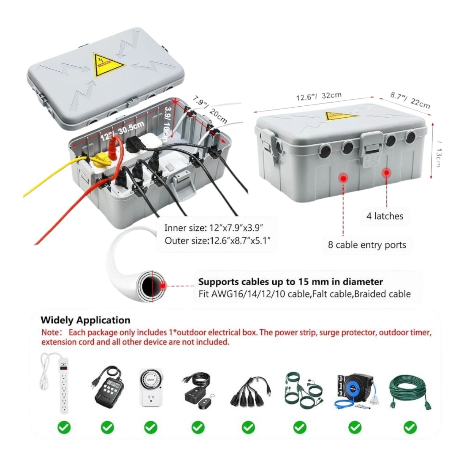 Luckyamzn Large Outdoor Electrical Box 1-Gang 12.5×8.5×5 IP54 Waterproof Outdoor